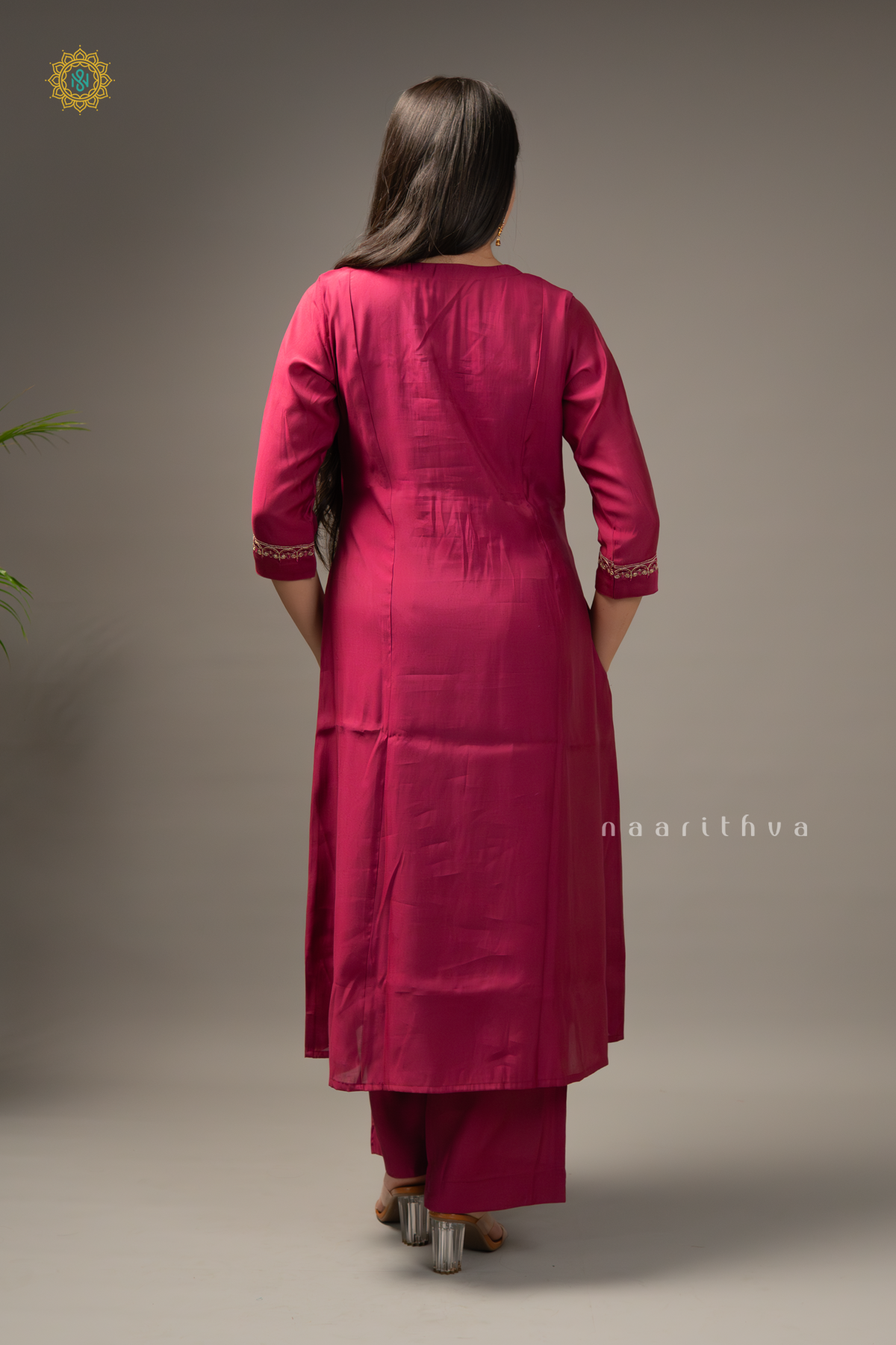 MAGENTA - SILK 3PC SALWAR SUIT WITH TOP, BOTTOM & DUPATTA
