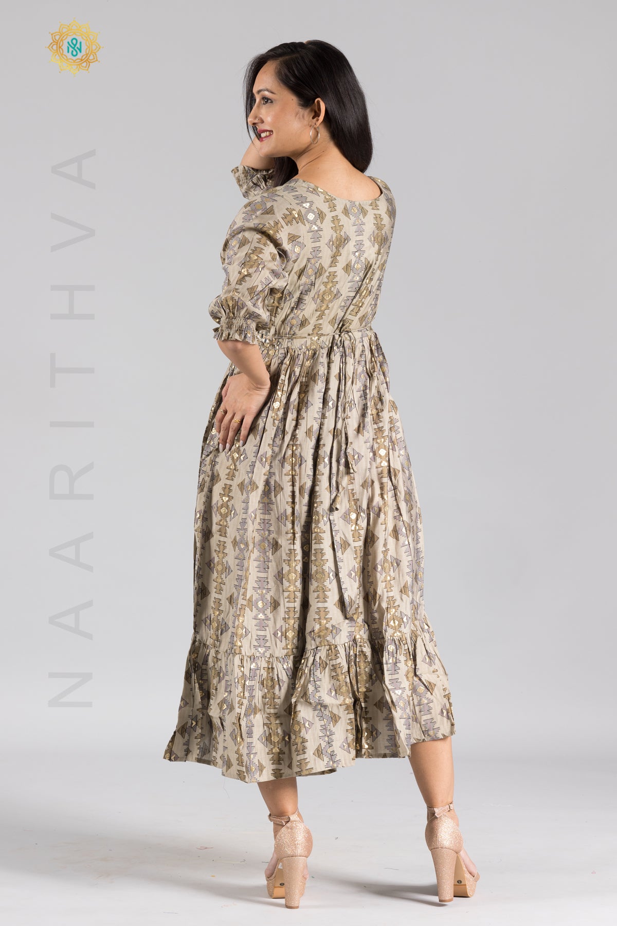 UMBRELLA PATTERN FOIL PRINTED DOUBLE LAYERED KURTI