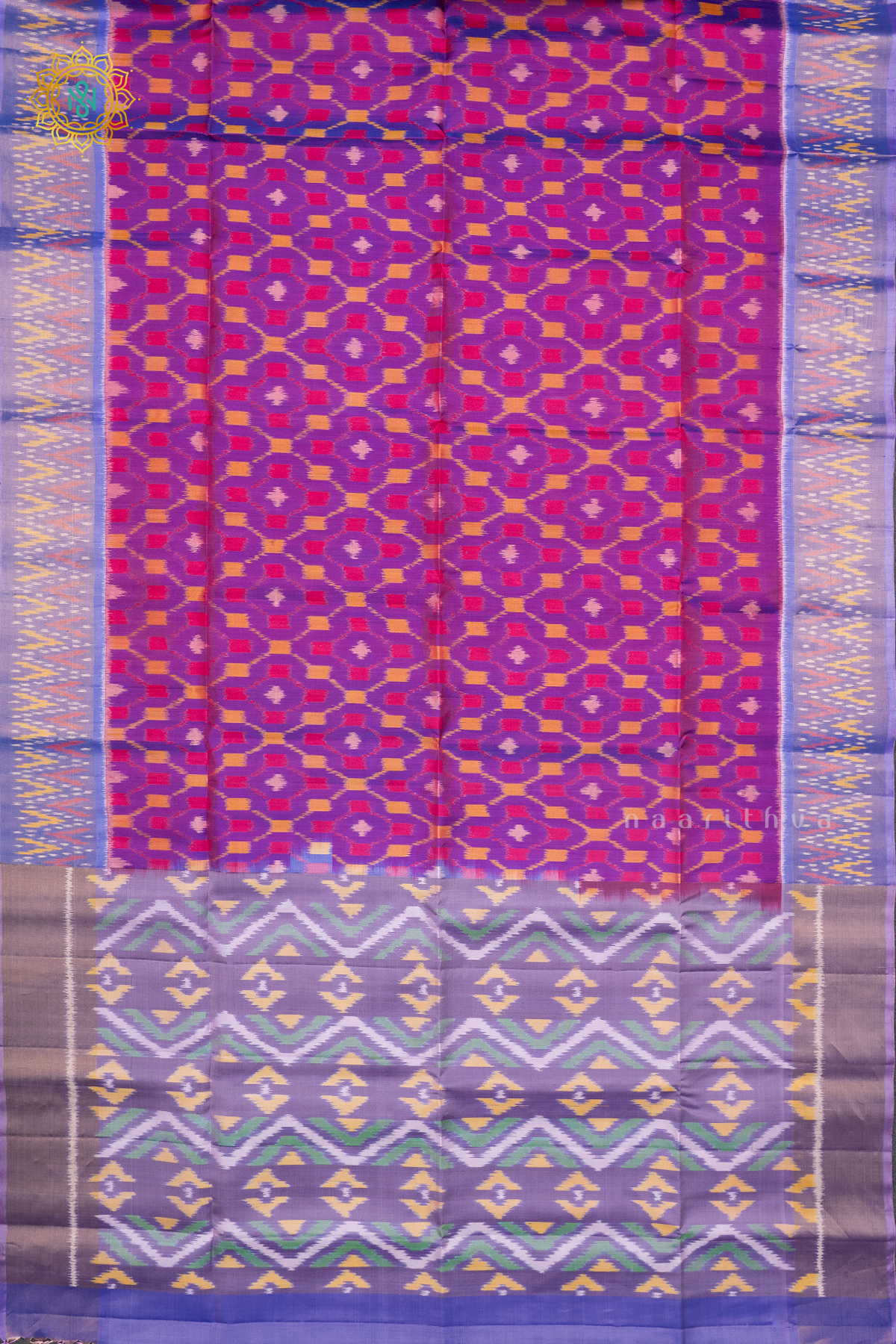 MAGENTA WITH LAVENDER - PURE KANJIVARAM IKAT SOFT SILK