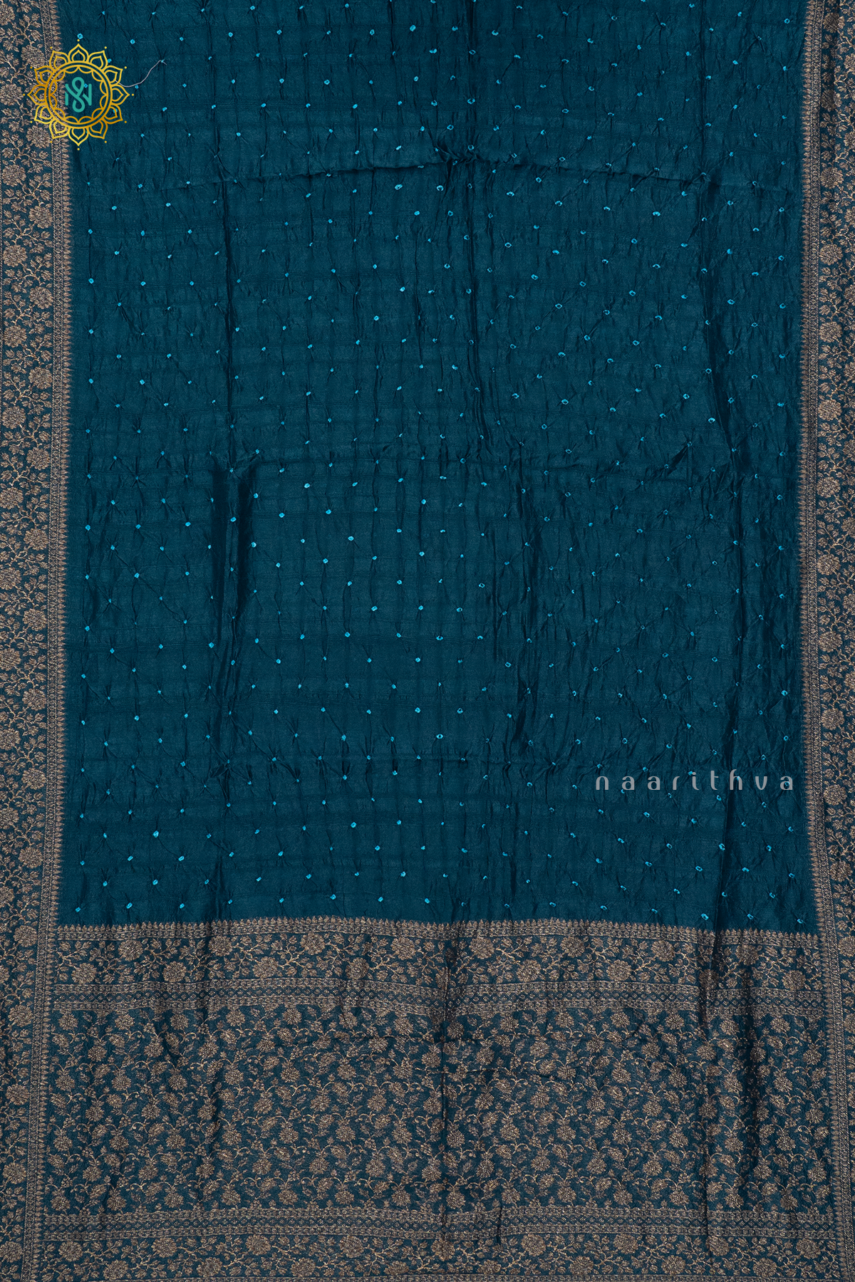 PEACOCK BLUE - SEMI TUSSAR WITH TIE & DYE