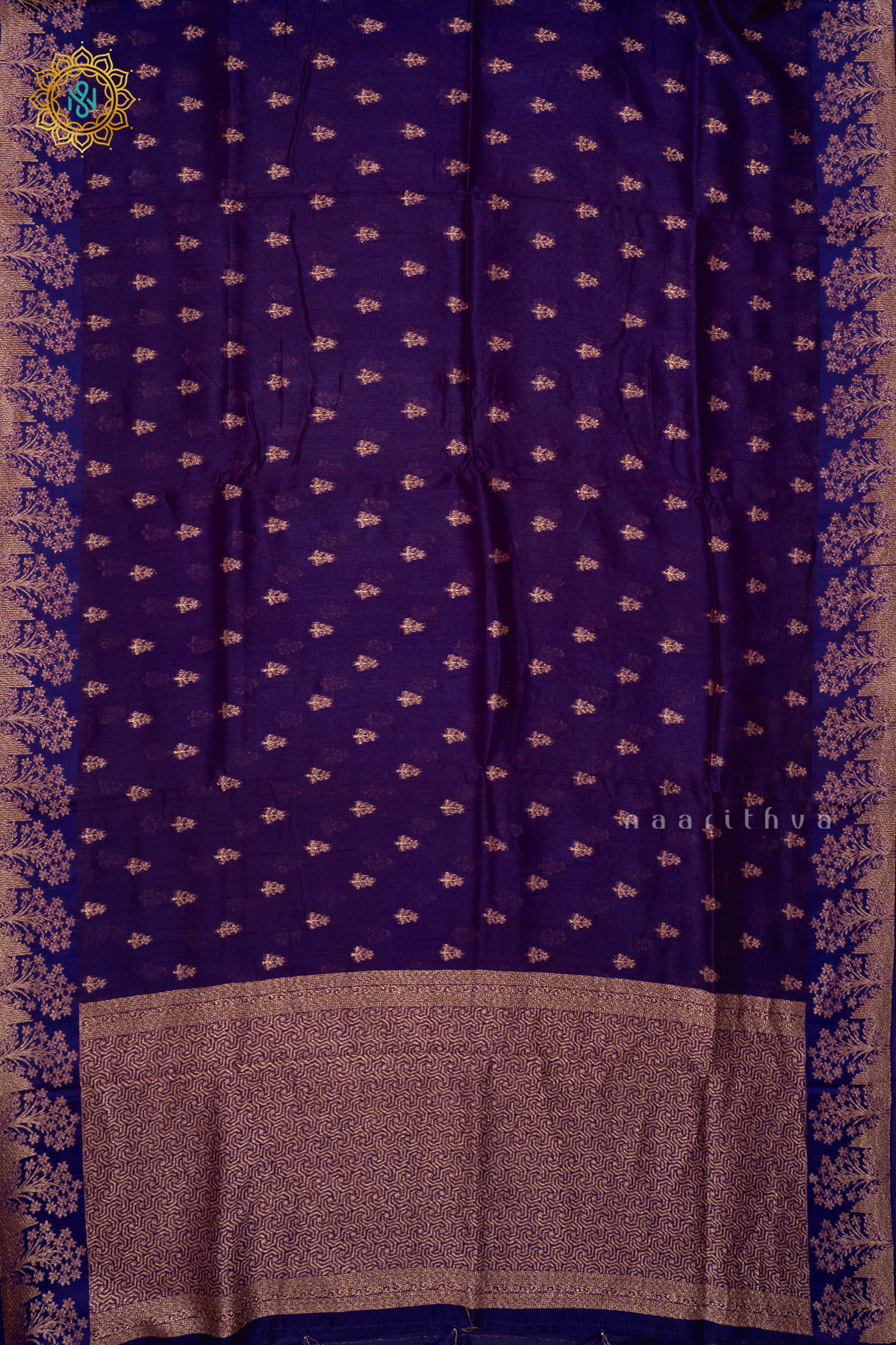 Purple Semi Tussar Silk Saree With Zari Buttas On The Body