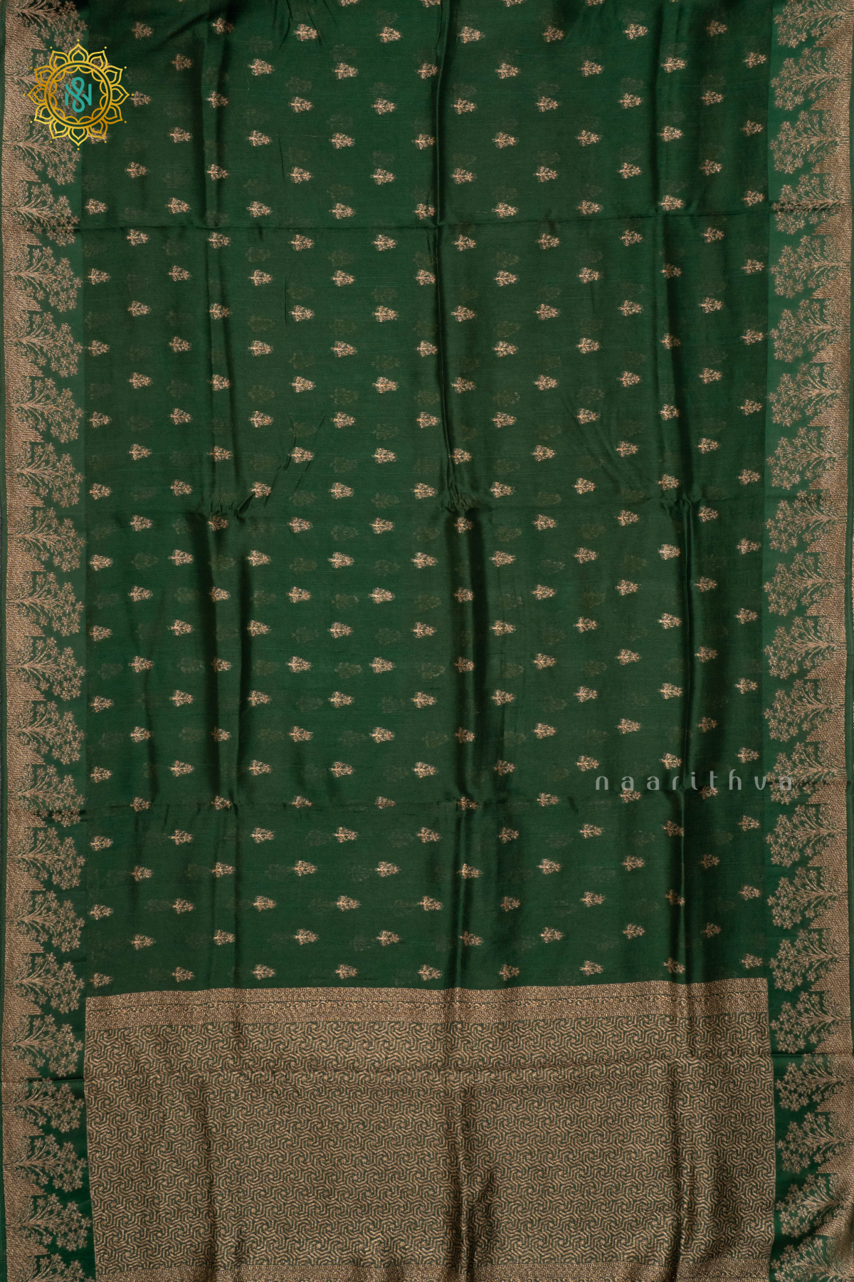 BOTTLE GREEN - SEMI TUSSAR SILK