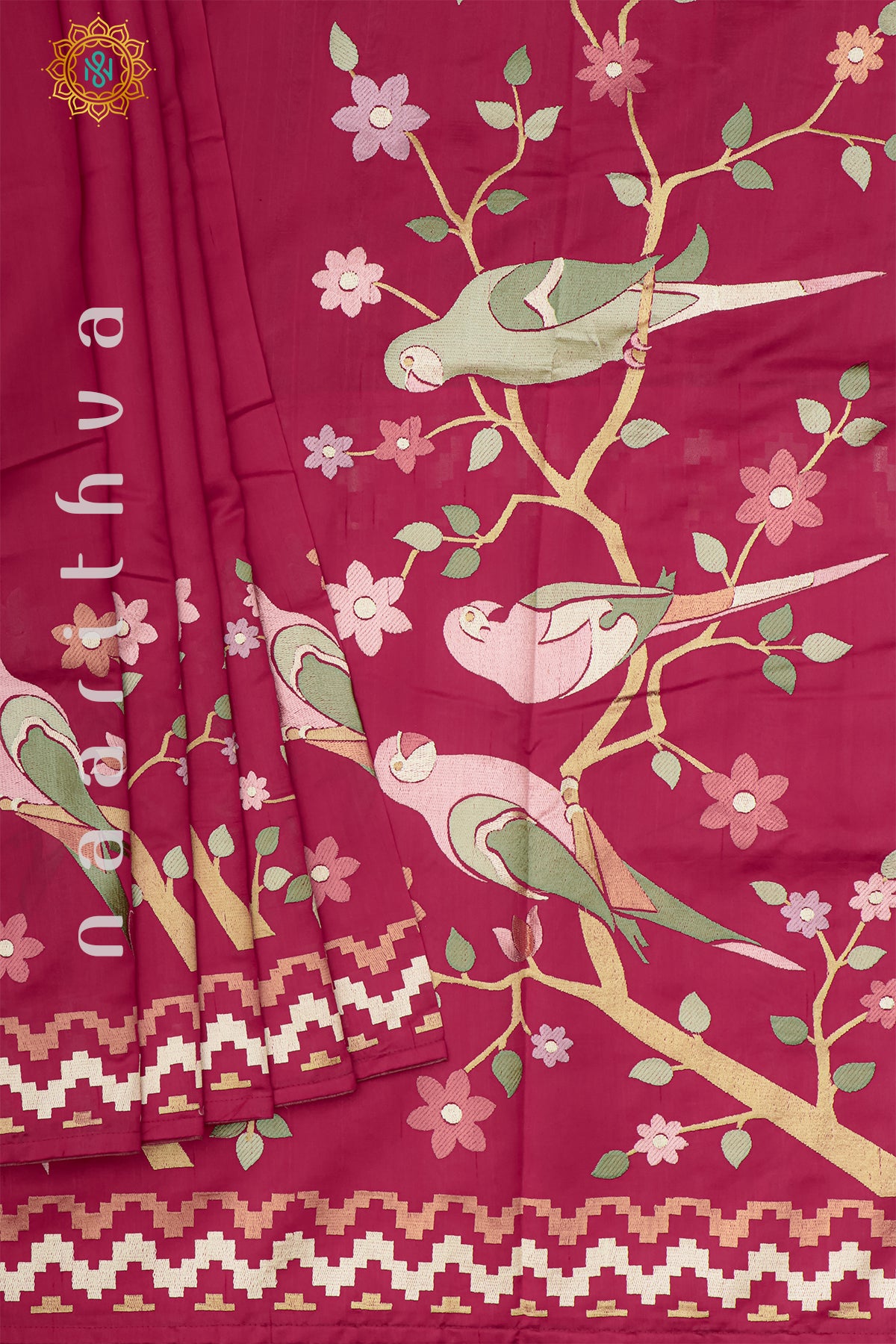 PINK - SEMI TUSSAR SILK WITH EMBROIDERY