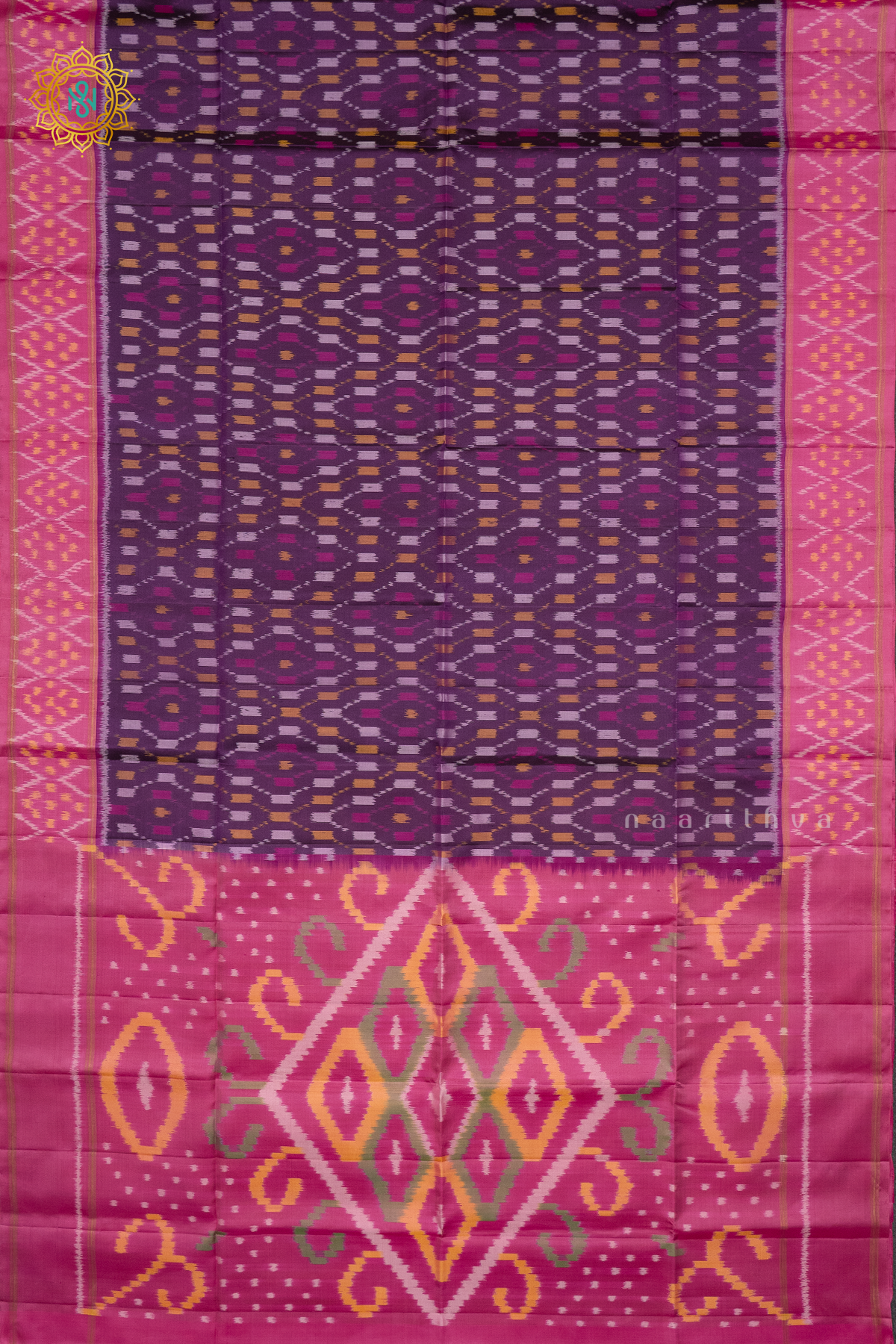 PURPLE WITH LIGHT PINK - PURE KANJIVARAM IKAT SOFT SILK
