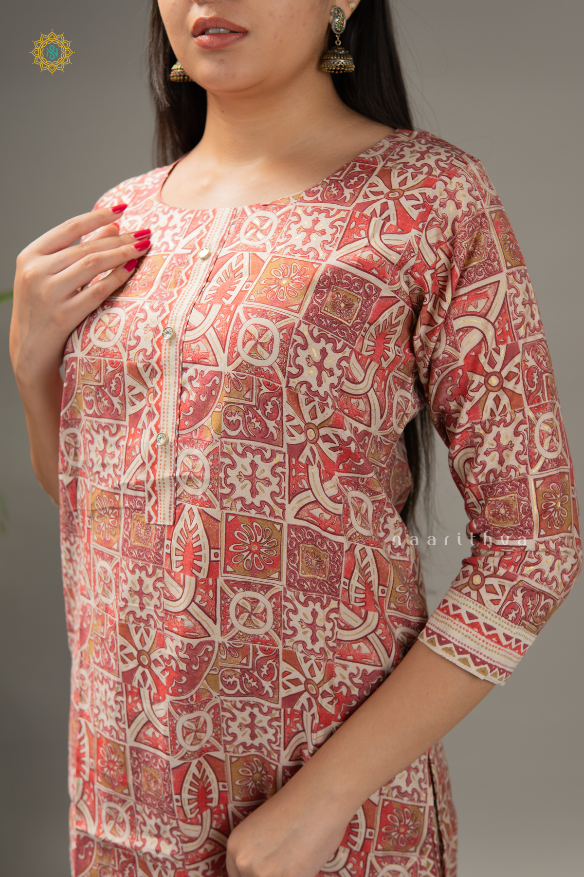 MAROON - RAYON 3PC SALWAR SUIT WITH PRINTED TOP, BOTTOM & DUPPATA