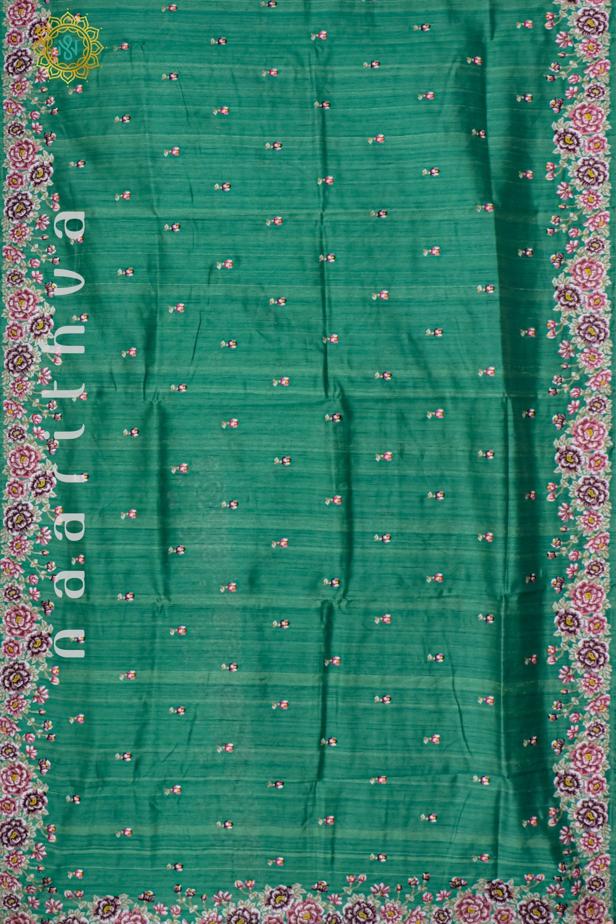 GREEN - SEMI TUSSAR SILK WITH EMBROIDERY