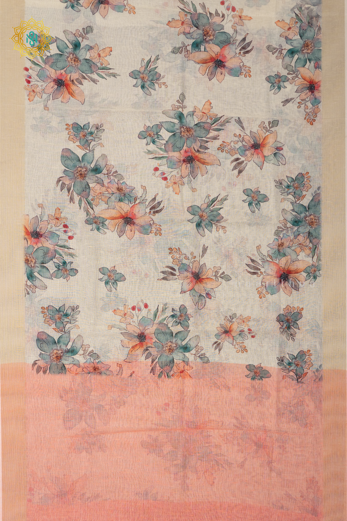 OFF WHITE WITH PEACH - LINEN BY COTTON