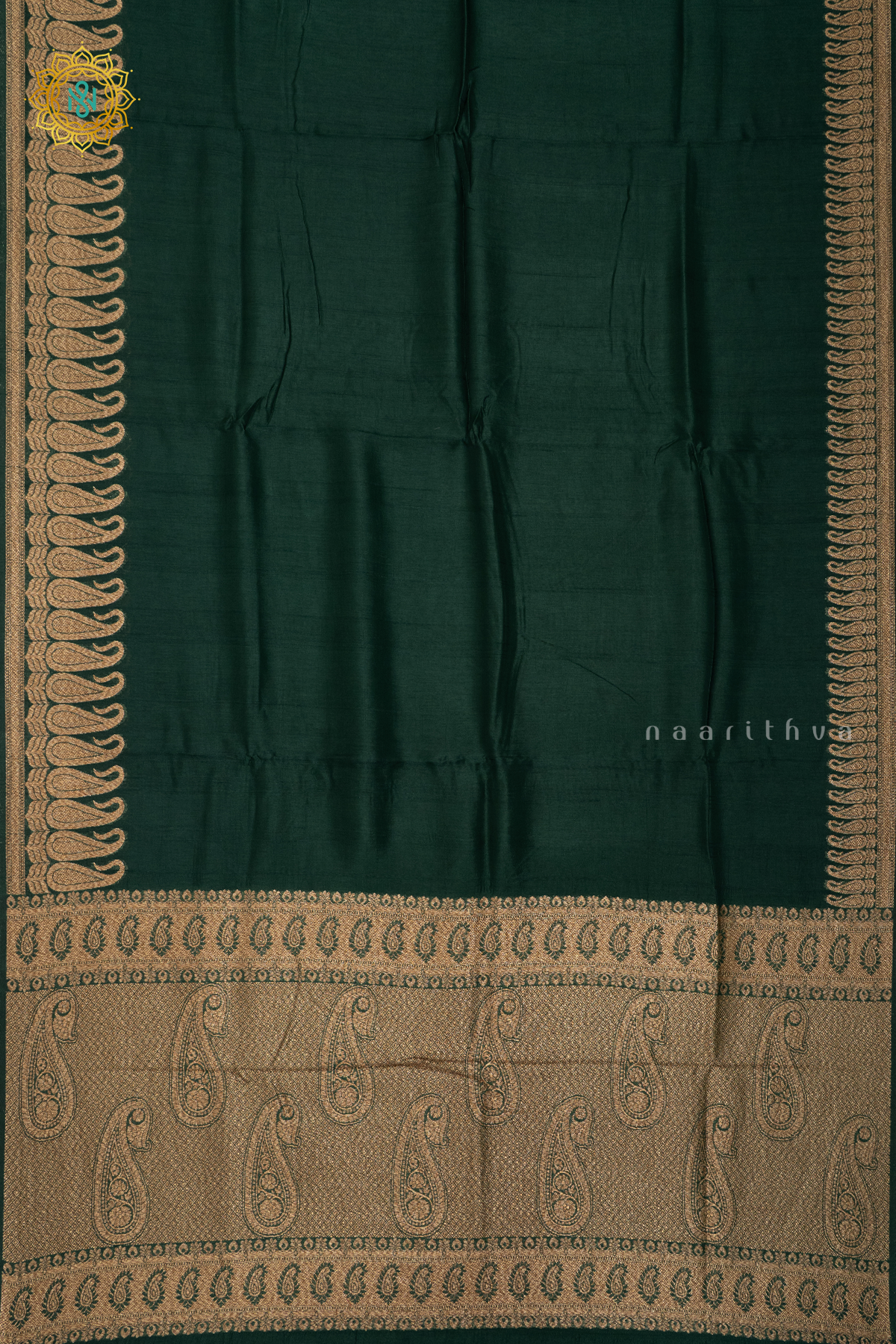 BOTTLE GREEN - SEMI TUSSAR SILK
