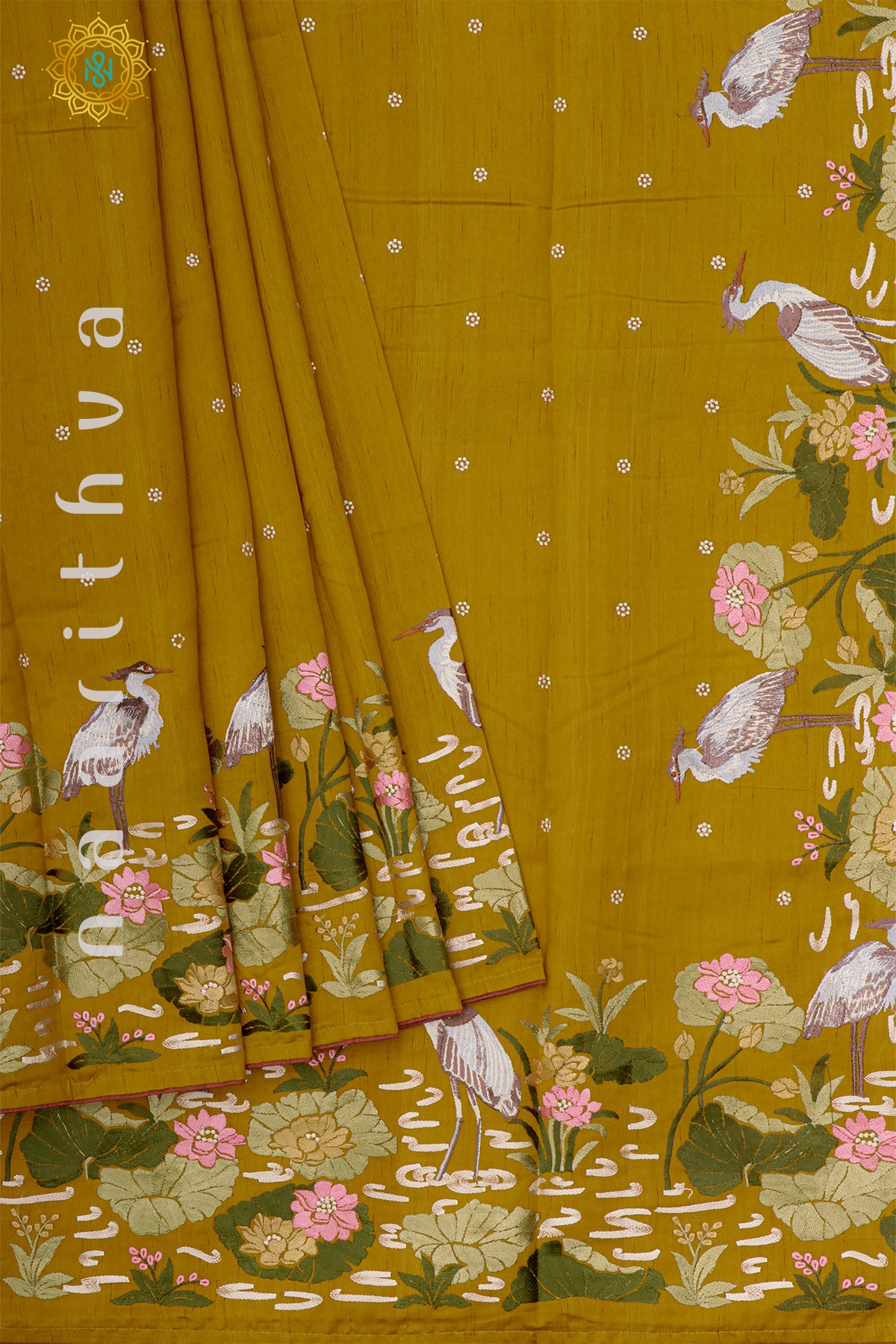 MUSTARD - SEMI TUSSAR SILK WITH EMBROIDERY