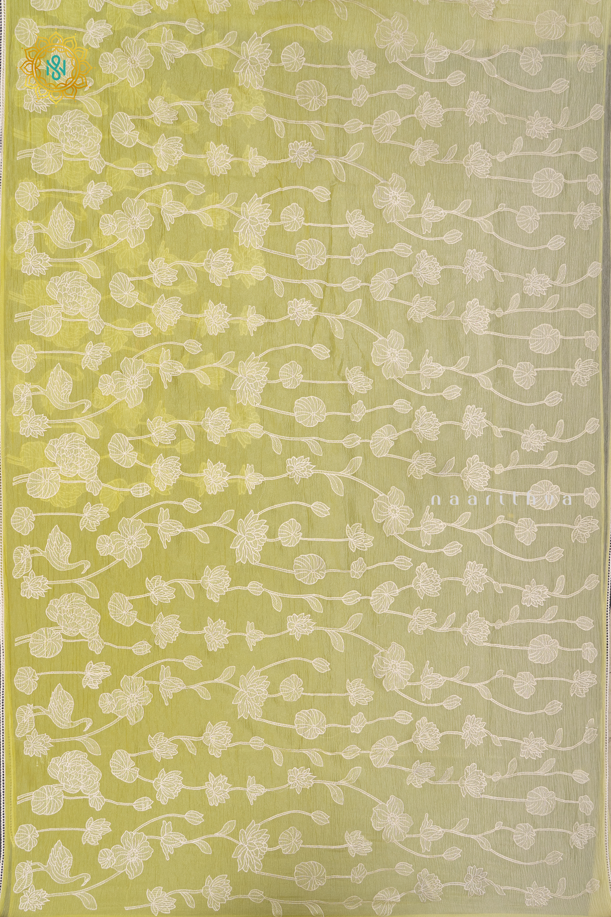 LEMON GREEN - CRUSH TISSUE WITH EMBROIDERY