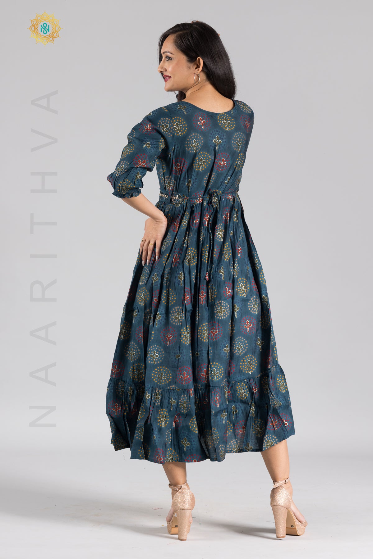 UMBRELLA PATTERN FOIL PRINTED DOUBLE LAYERED KURTI