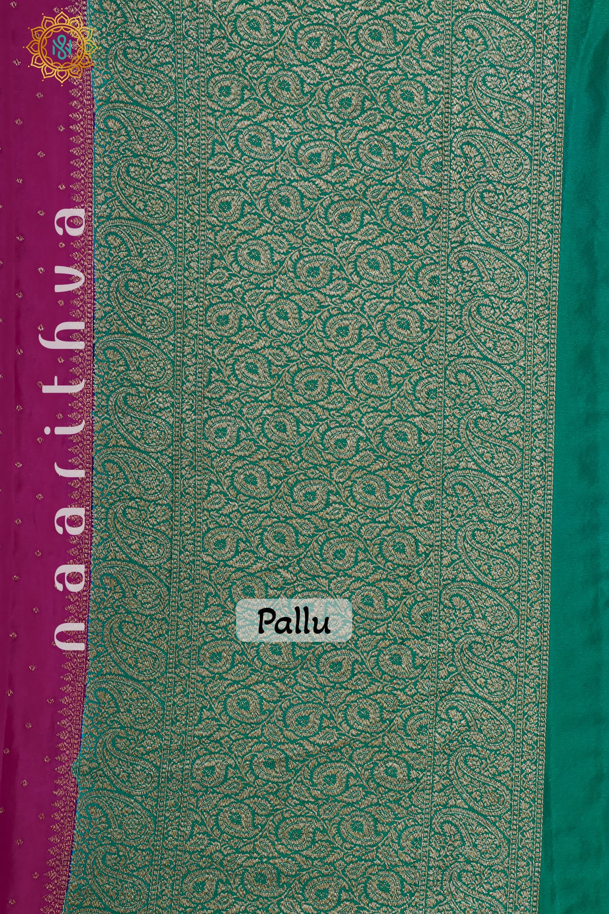 PINK WITH GREEN - PURE BANARASI CREPE SILK