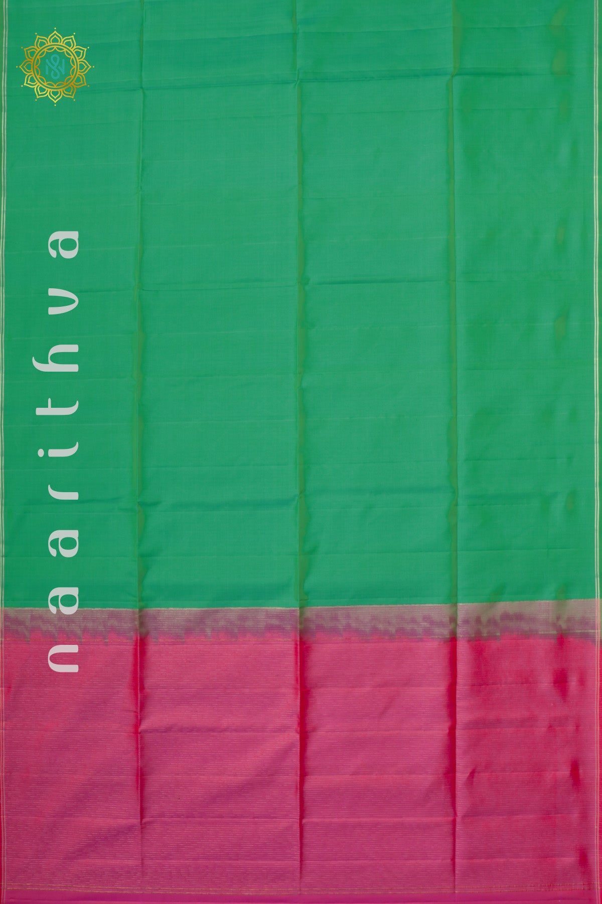 DUAL SHADE OF AQUA GREEN WITH PINK - PURE KANJIVARAM SOFT SILK