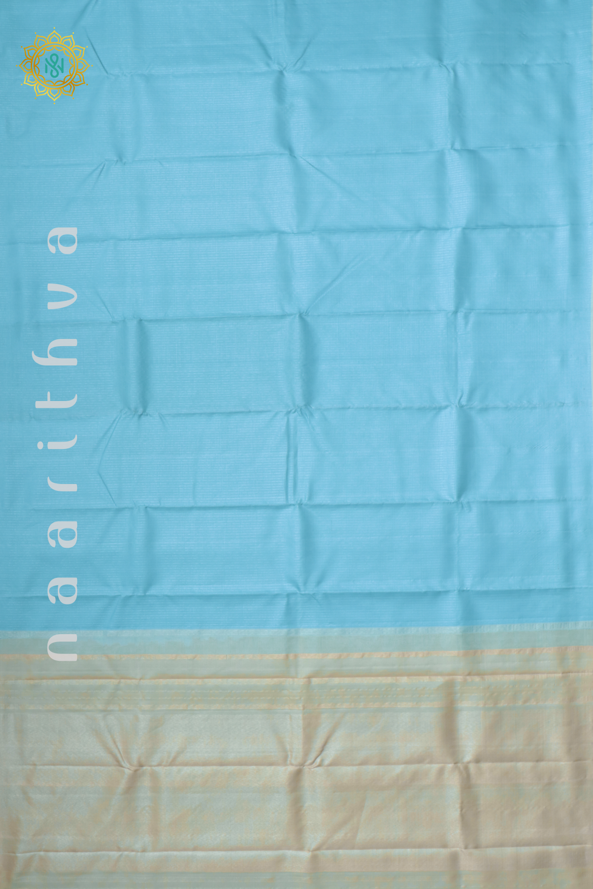 SKY BLUE WITH OFF WHITE - PURE KANJIVARAM SILK
