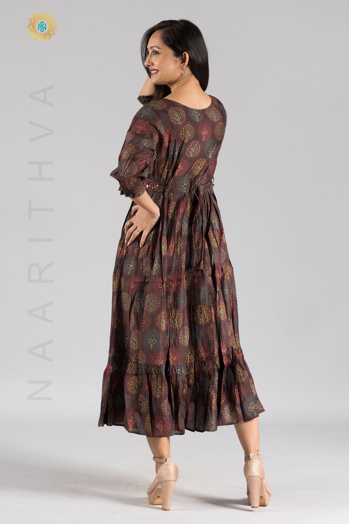 UMBRELLA PATTERN FOIL PRINTED DOUBLE LAYERED KURTI