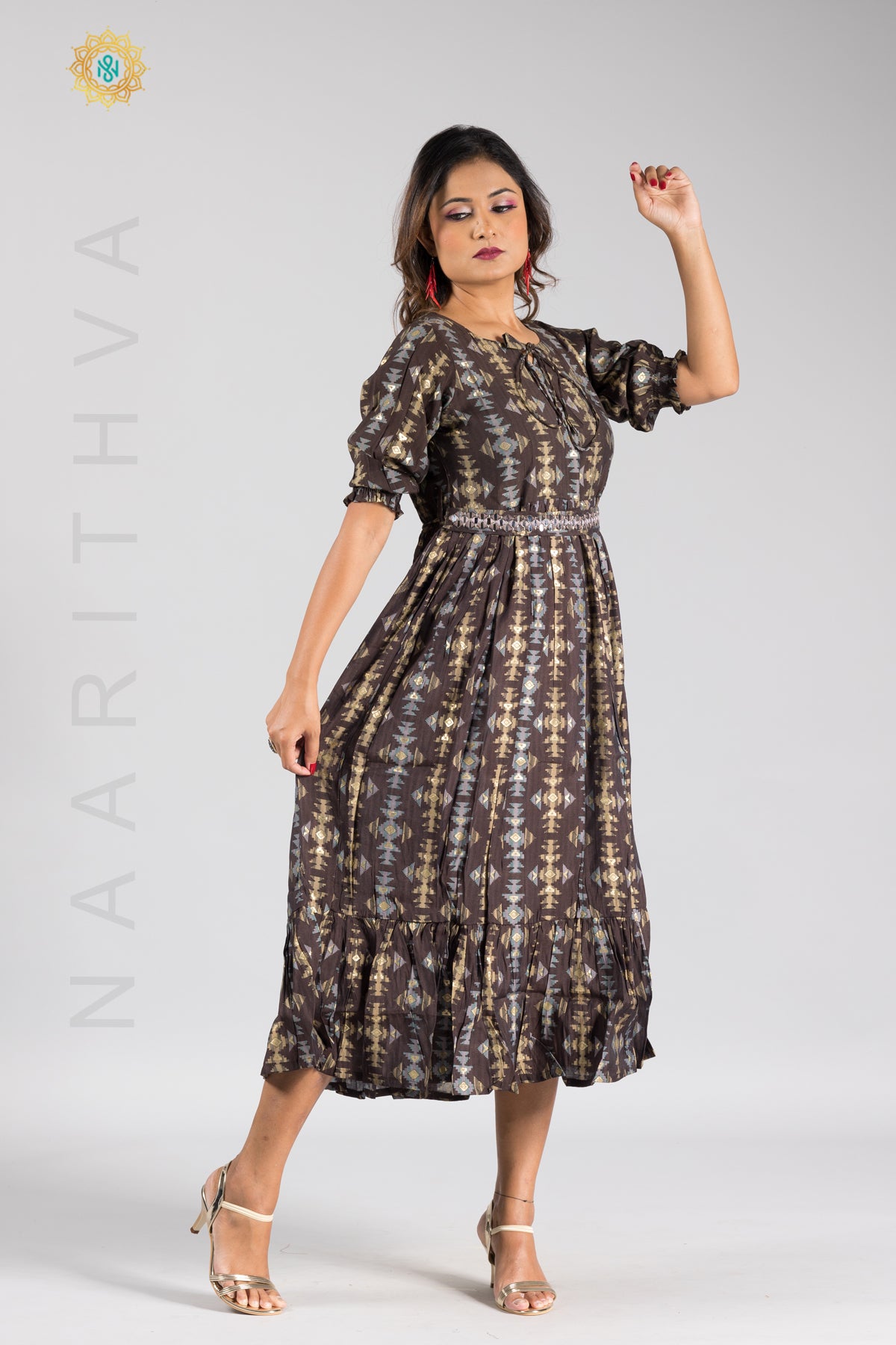 UMBRELLA PATTERN FOIL PRINTED DOUBLE LAYERED KURTI