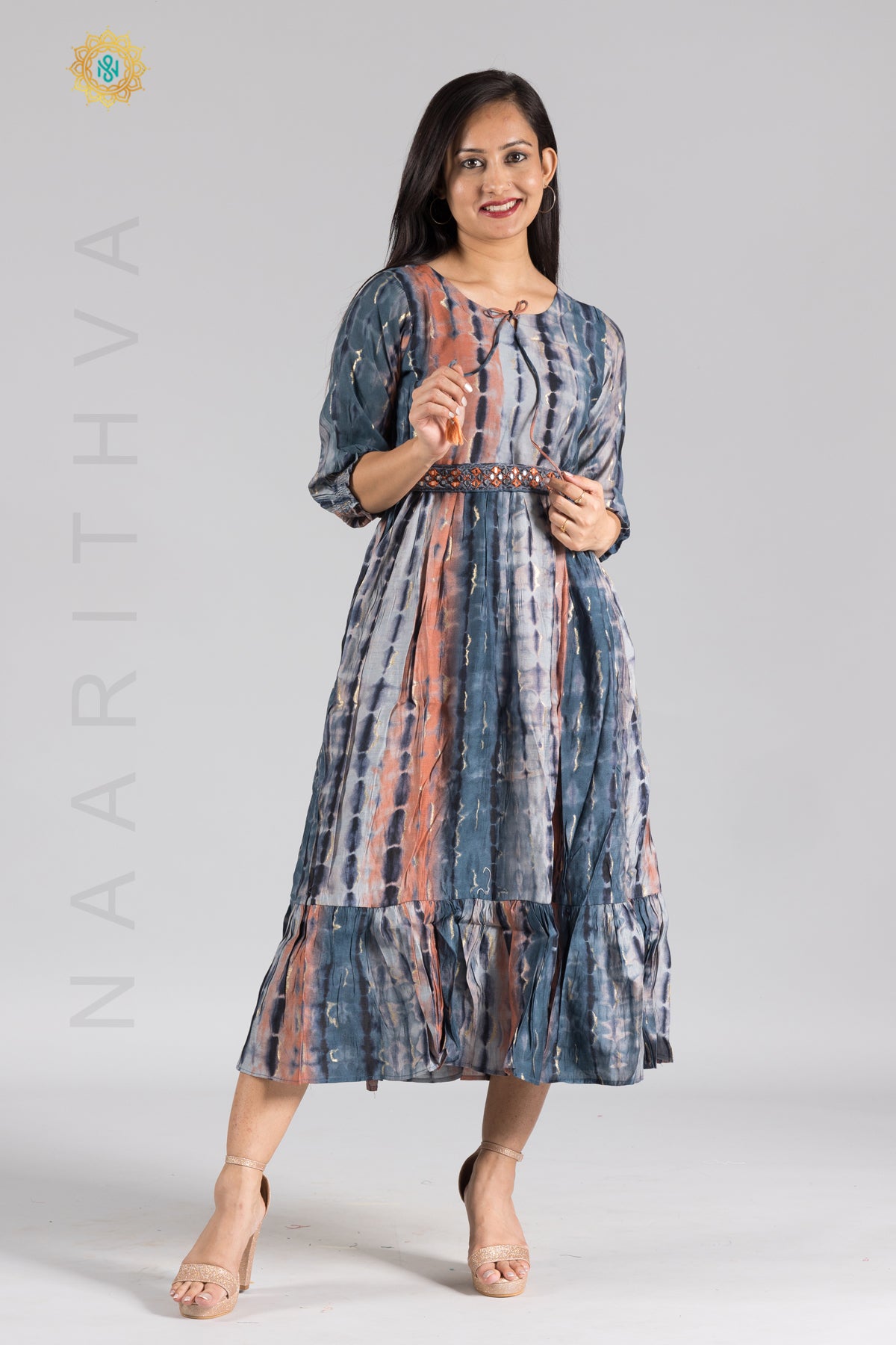 UMBRELLA PATTERN FOIL PRINTED DOUBLE LAYERED KURTI