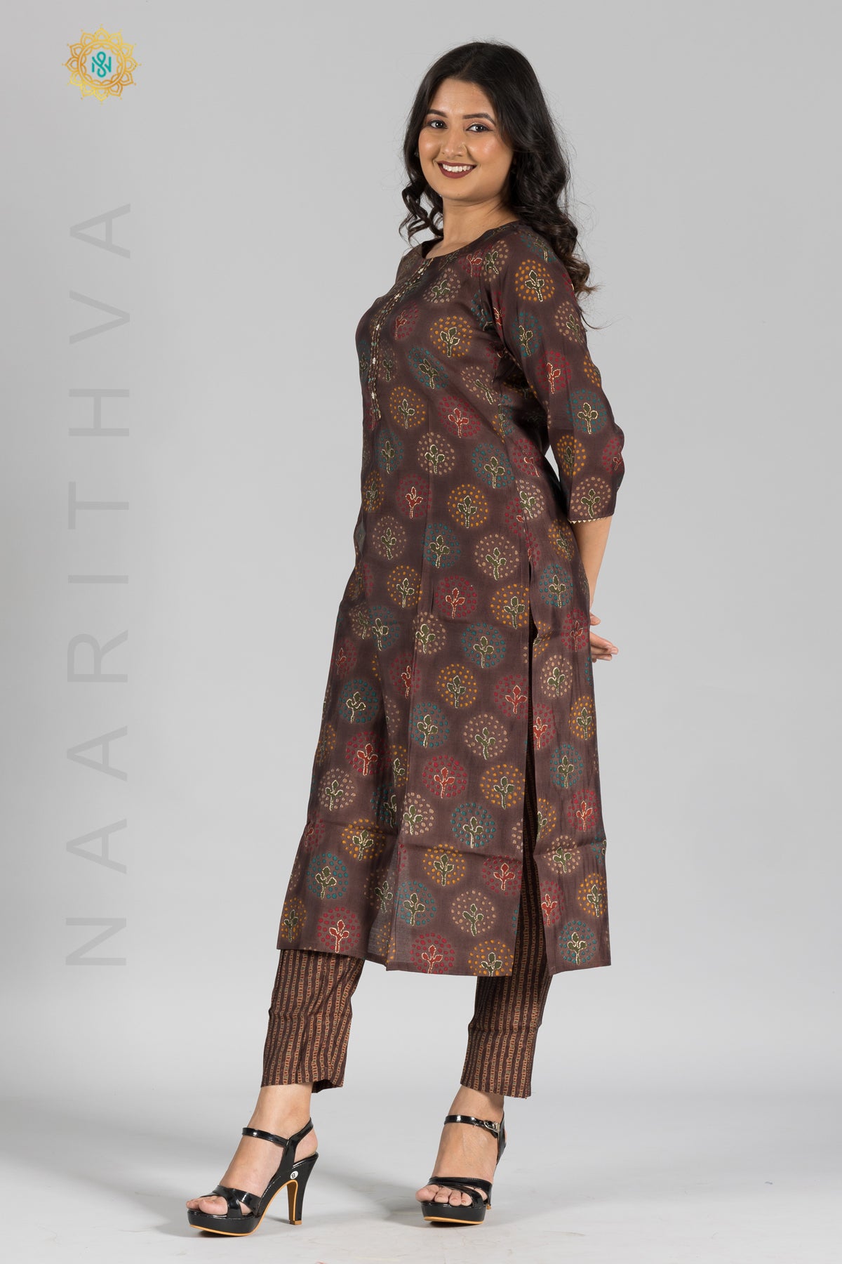 BROWN - KURTI SET WITH STRAIGHT CUT PANT AND DUPATTA