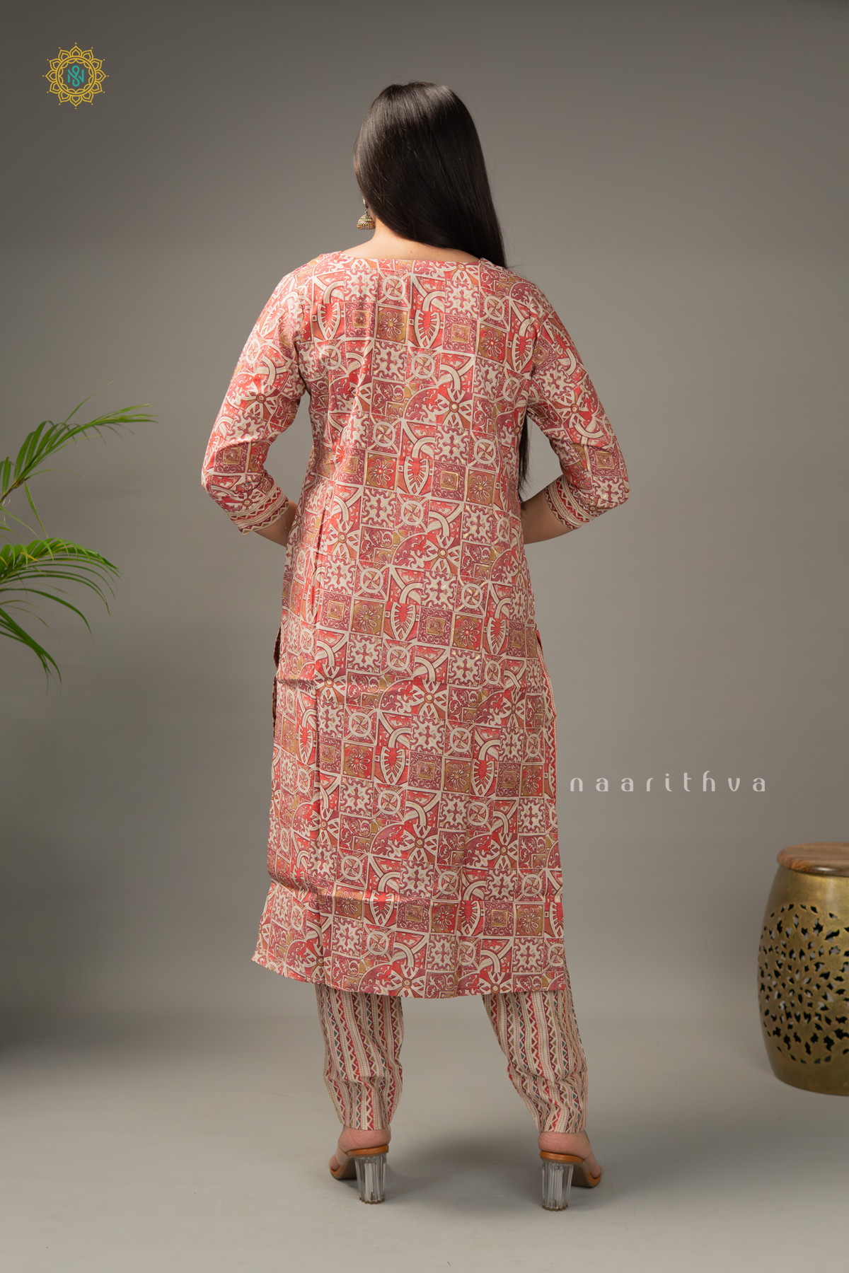 MAROON - RAYON 3PC SALWAR SUIT WITH PRINTED TOP, BOTTOM & DUPPATA