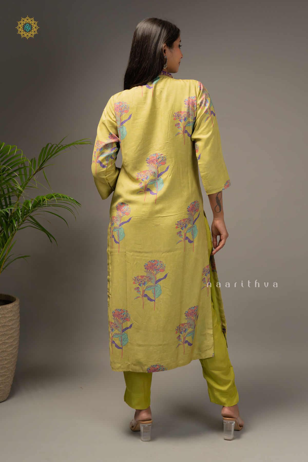 GREEN WITH PURPLE - MUSLIN 3PC SALWAR SUIT WITH TOP, BOTTOM & DUPPATA