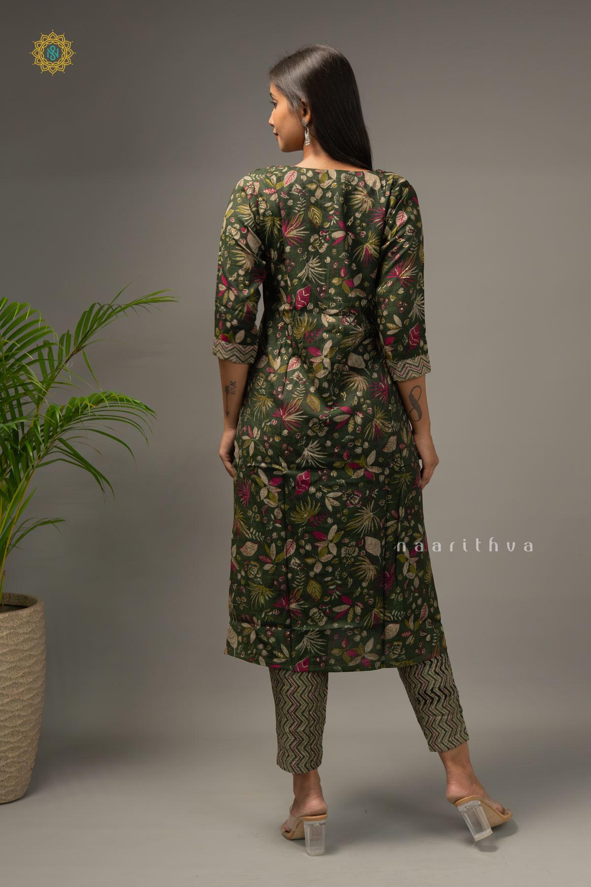 GREEN - COTTON 3PC SALWAR SUIT WITH TOP, BOTTOM & DUPATTA