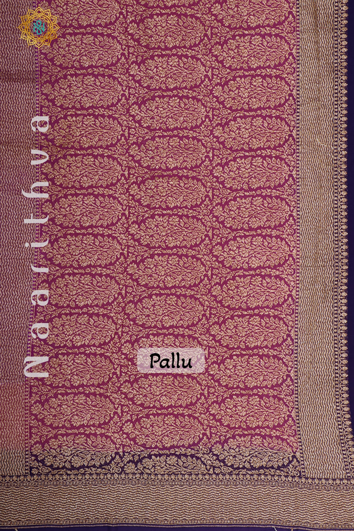 RED WITH PURPLE, PINK & NAVY BLUE - PURE HANDLOOM KHADDI GEORGETTE