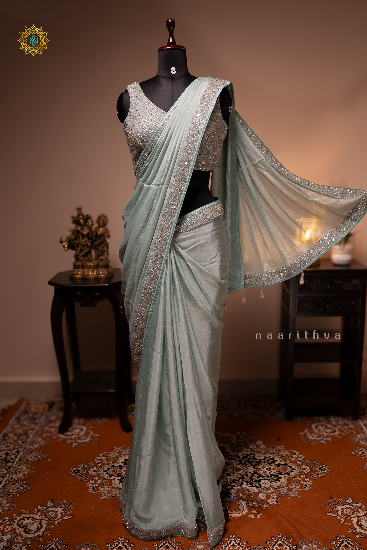 CHINNON DESIGNER WEAR WITH READYMADE BLOUSE