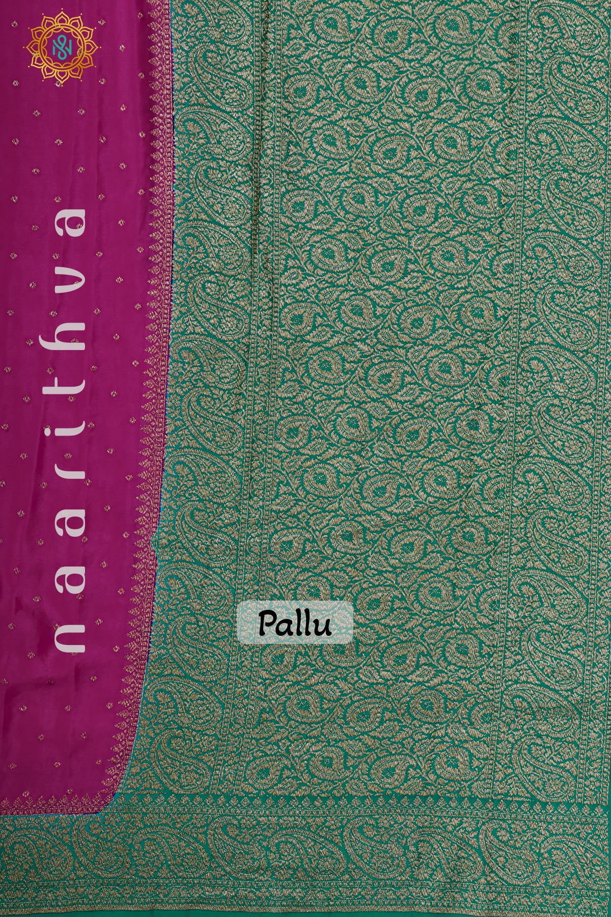 PINK WITH GREEN - PURE BANARASI CREPE SILK
