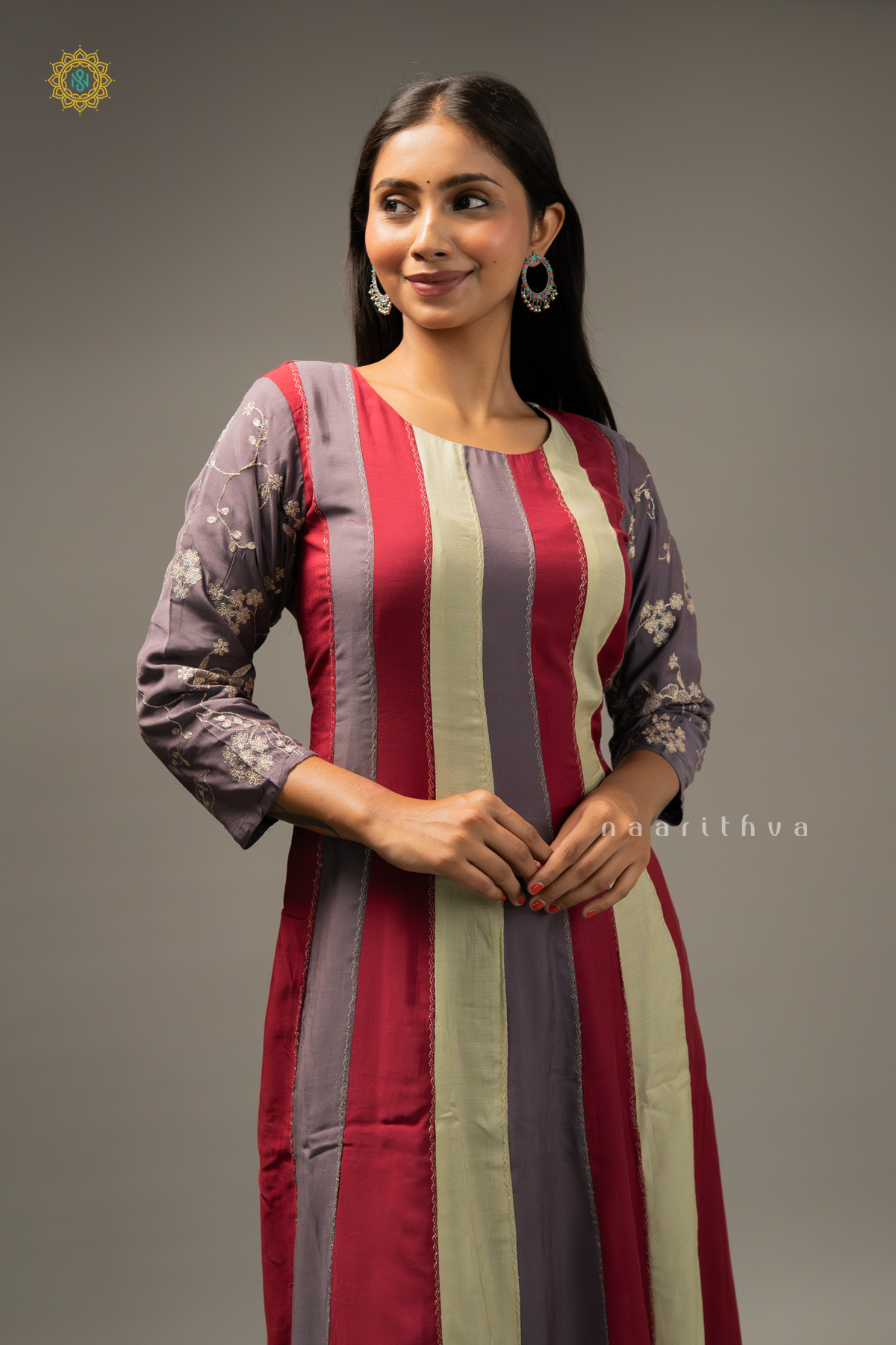 LAVENDER WITH MAROON - COTTON 3PC SALWAR SUIT WITH TOP, BOTTOM & DUPATTA