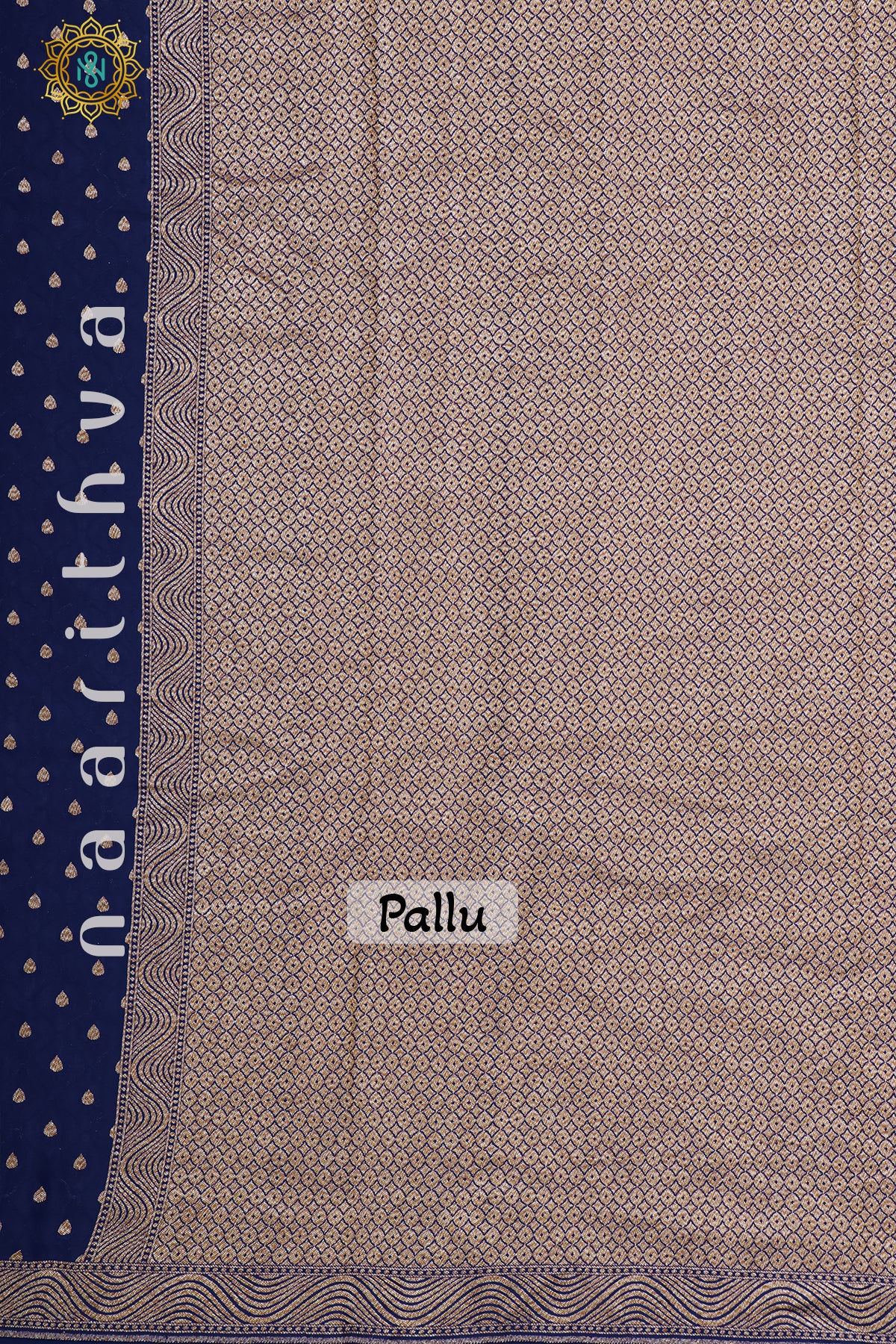 BLUE WITH GREEN - PURE BANARASI CREPE SILK