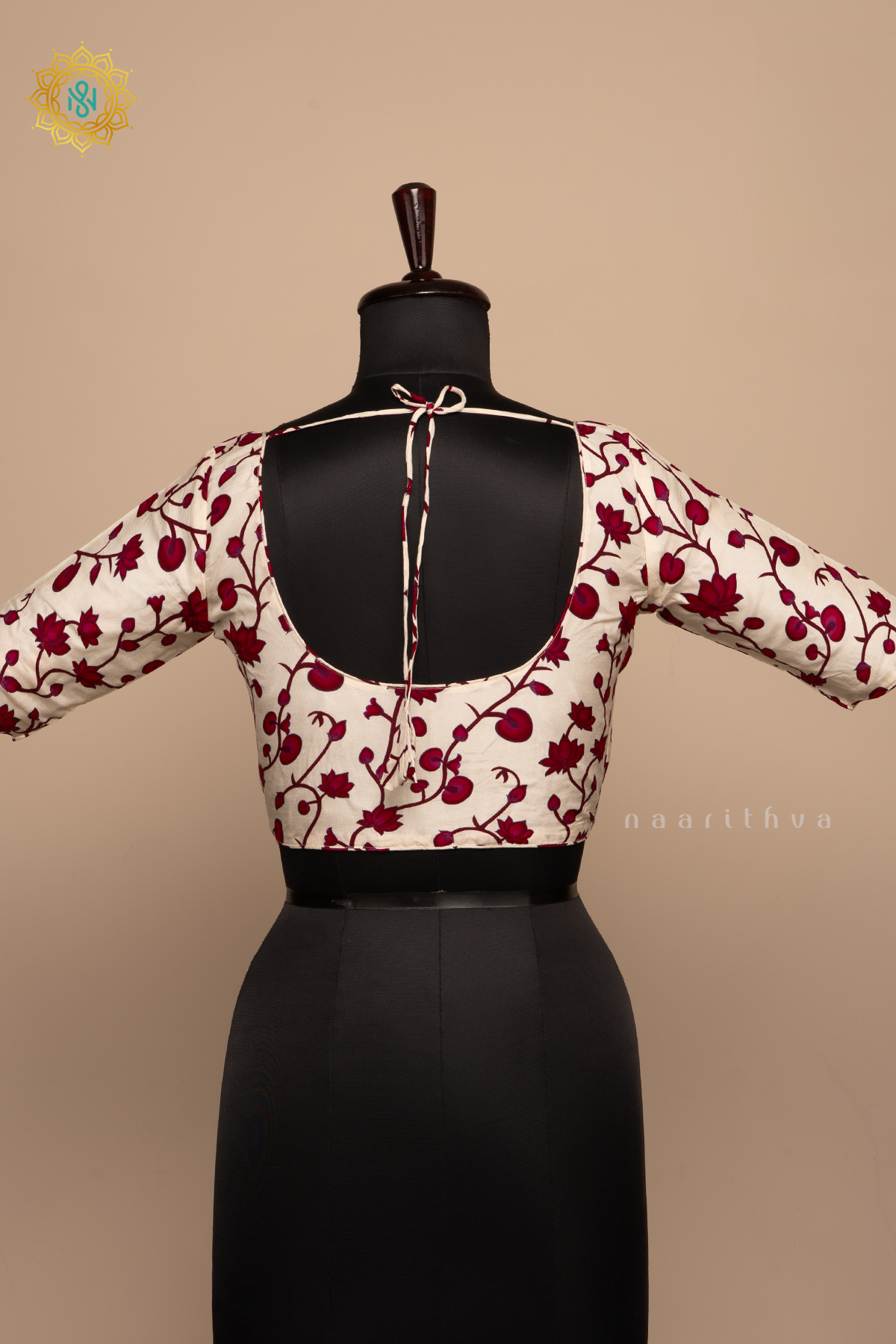 White - Dola Silk Readymade Blouse Allover Prints On the Body