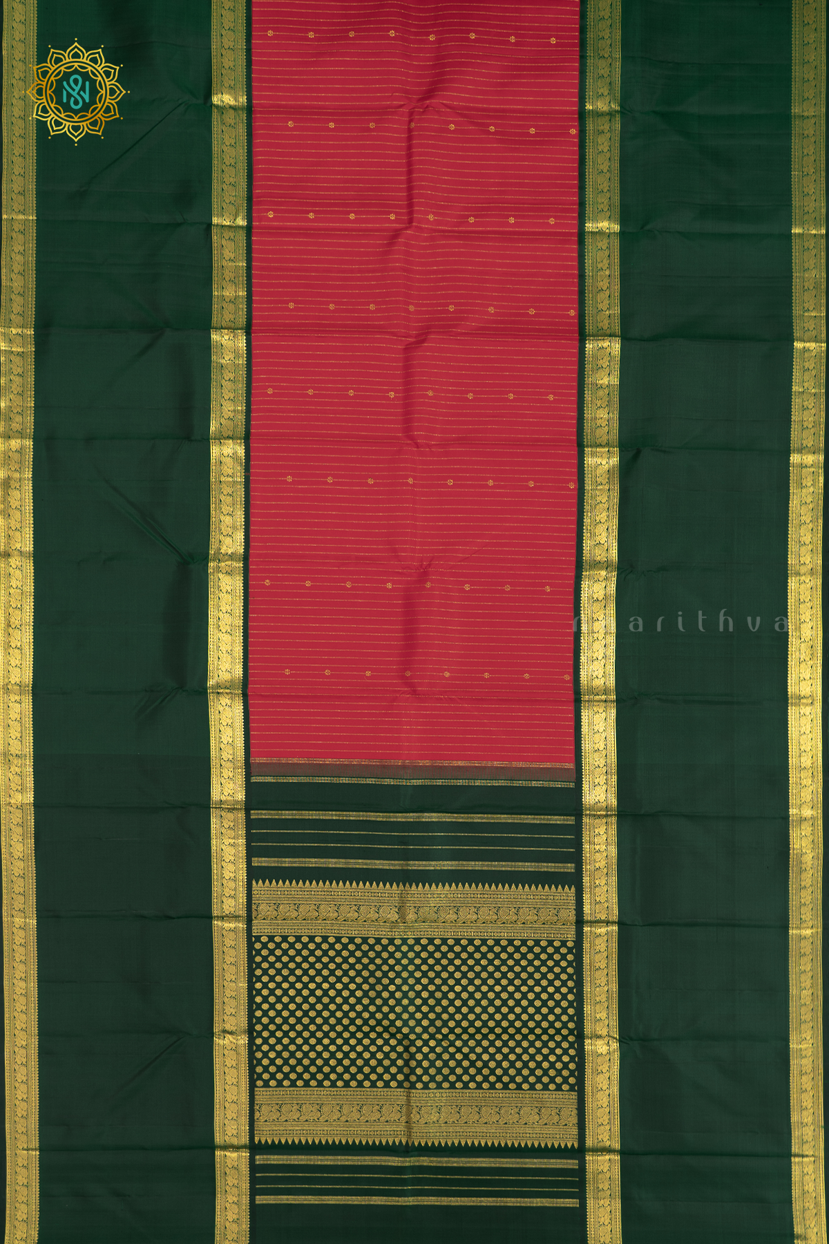 RED WITH GREEN - PURE KANJIVARAM SILK