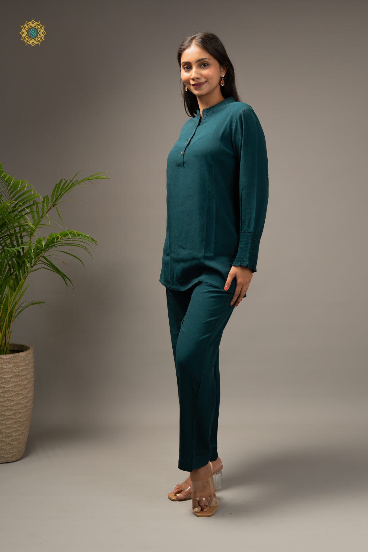 TEAL GREEN - CREPE 2PC CO-ORD SET