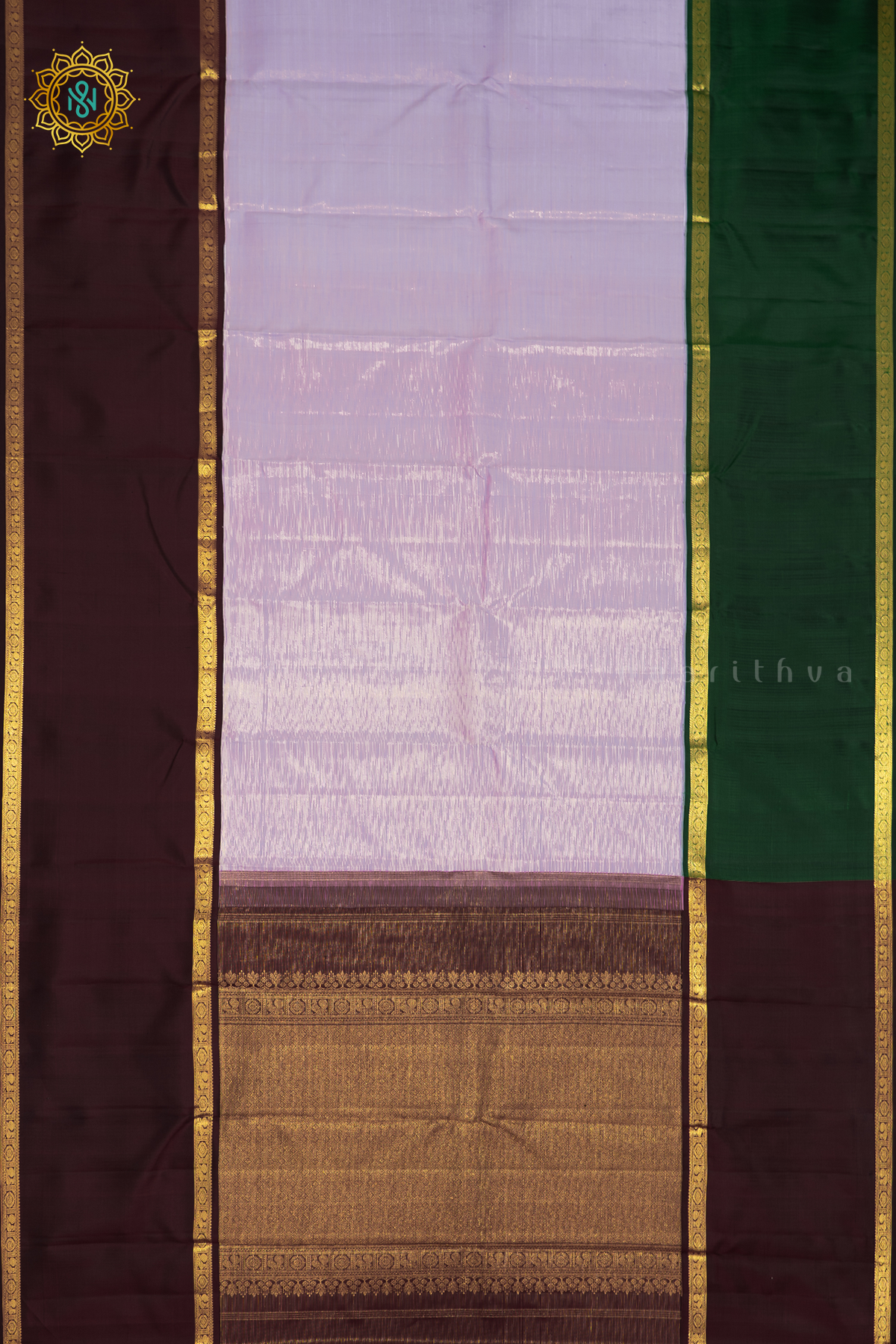 LIGHT PINK WITH GREEN & WINE - PURE KANJIVARAM SILK