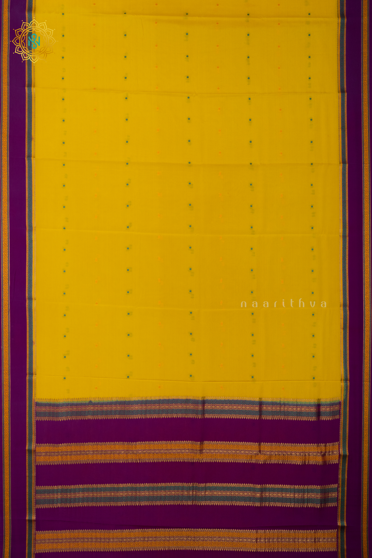LIGHT YELLOW WITH MAGENTA - PURE MYSORE CREPE SILK