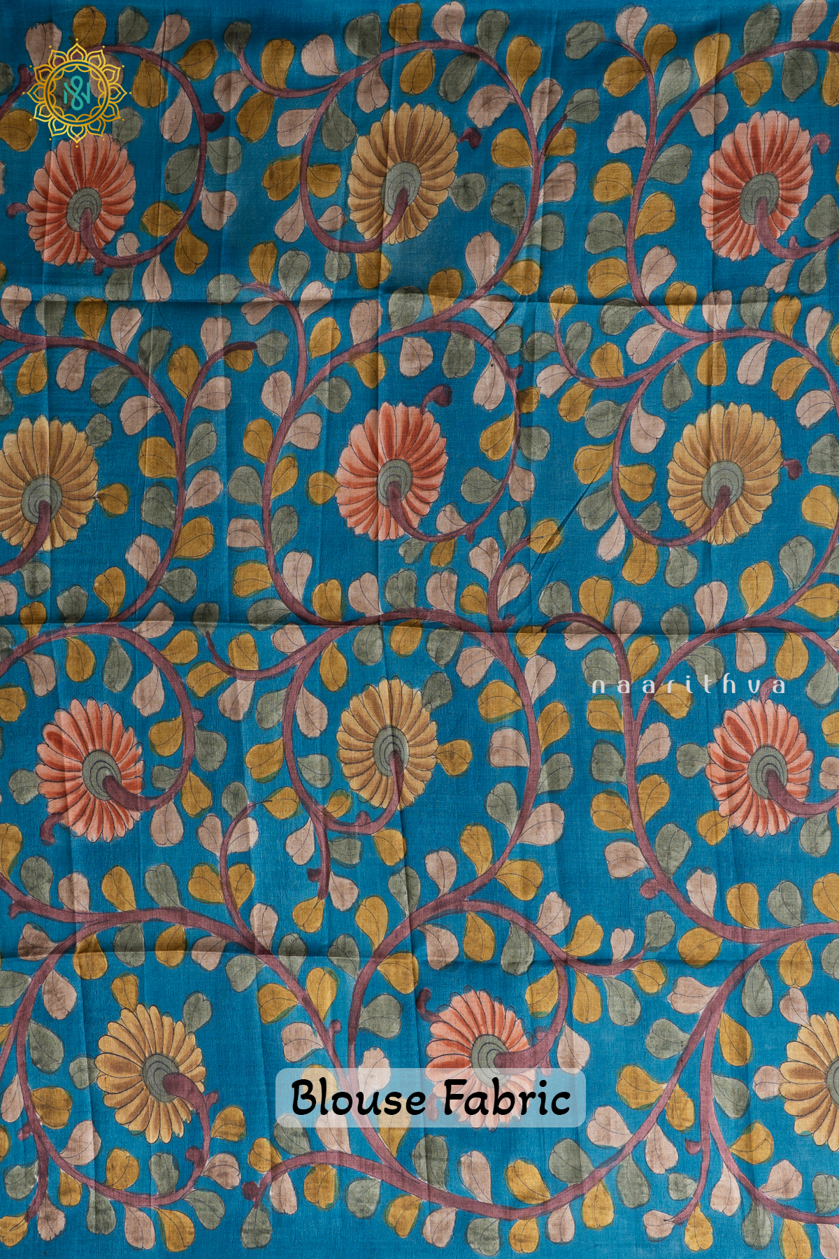 SKY BLUE - PURE TUSSAR WITH HAND PAINTED BLOUSE BIT