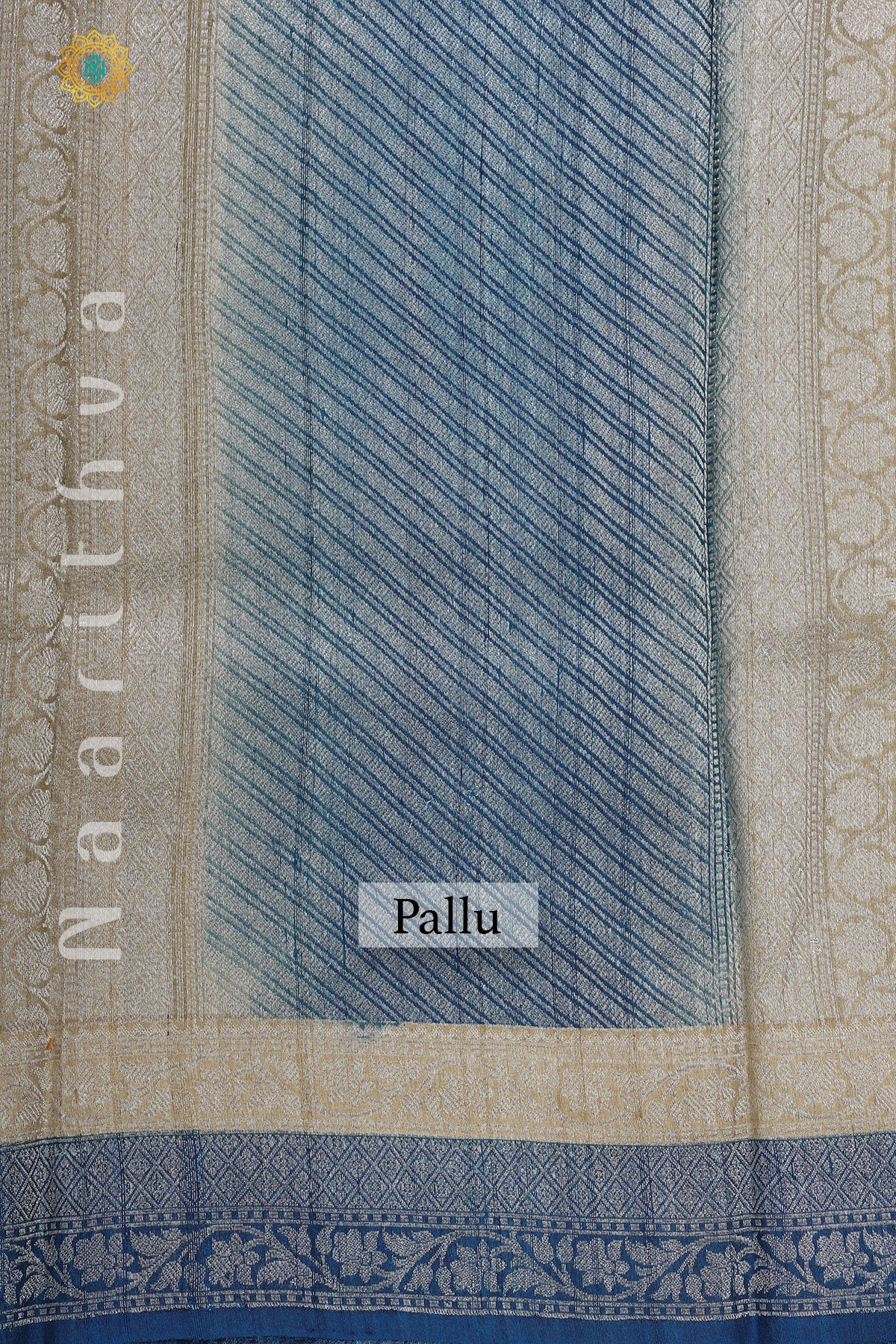 BROWN WITH BLUE - PURE TUSSAR SILK