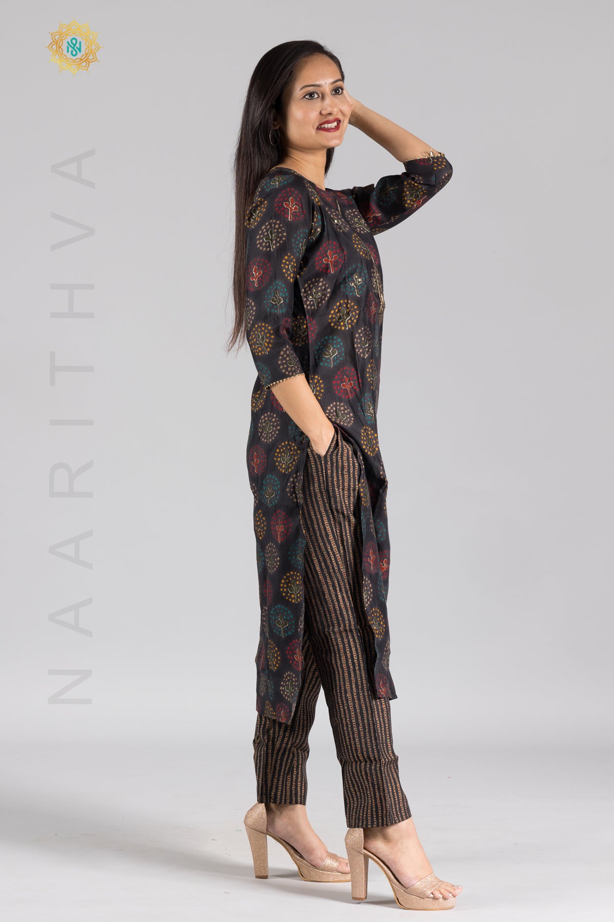 BLACK - KURTI SET WITH STRAIGHT CUT PANT AND DUPATTA