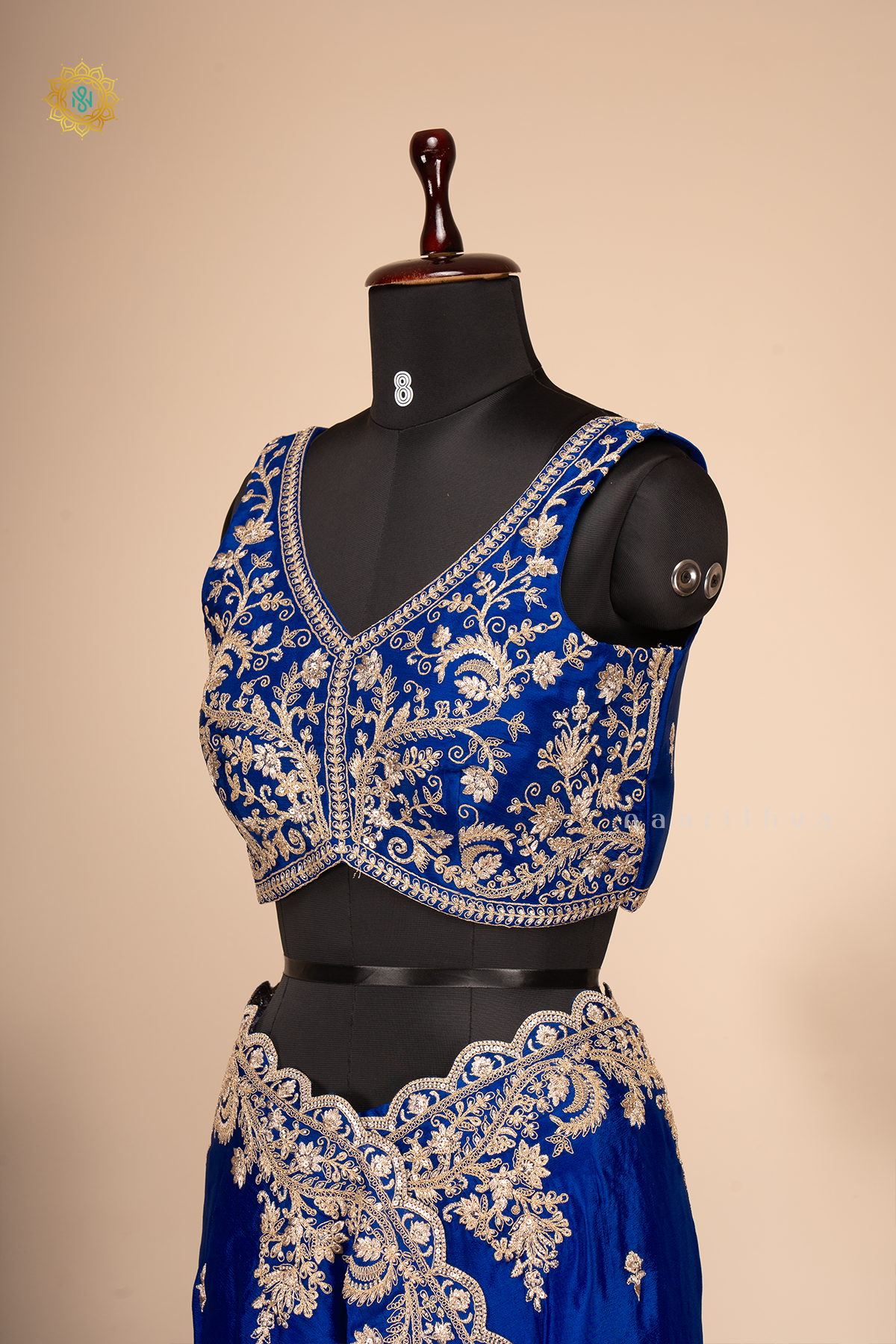 Blue Crepe Party Wear Saree With Readymade Blouse