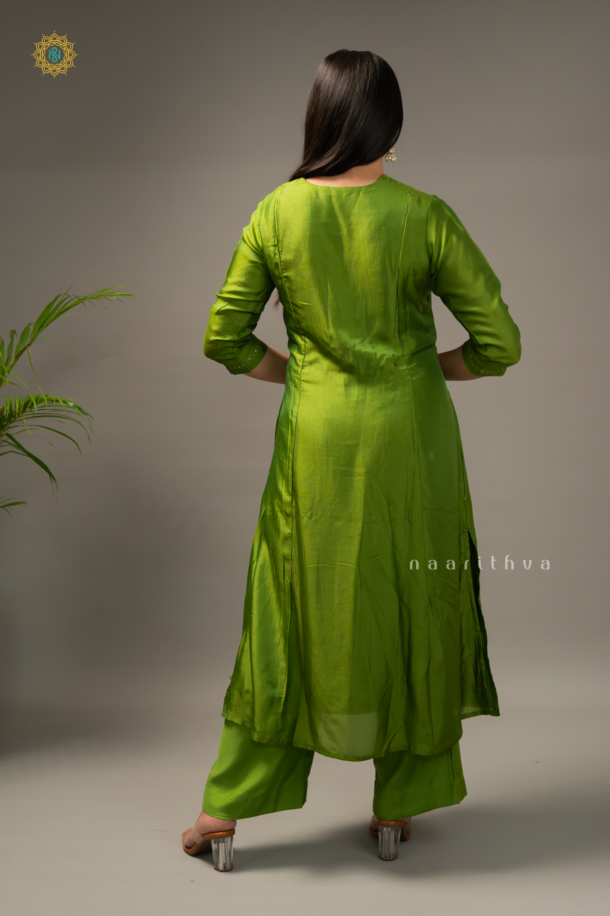 GREEN - SILK 3PC SALWAR SUIT WITH TOP, BOTTOM & DUPATTA