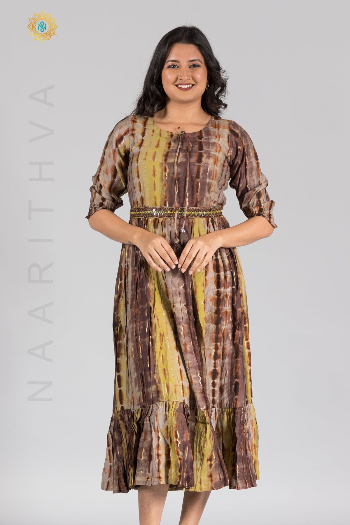 UMBRELLA PATTERN FOIL PRINTED DOUBLE LAYERED KURTI