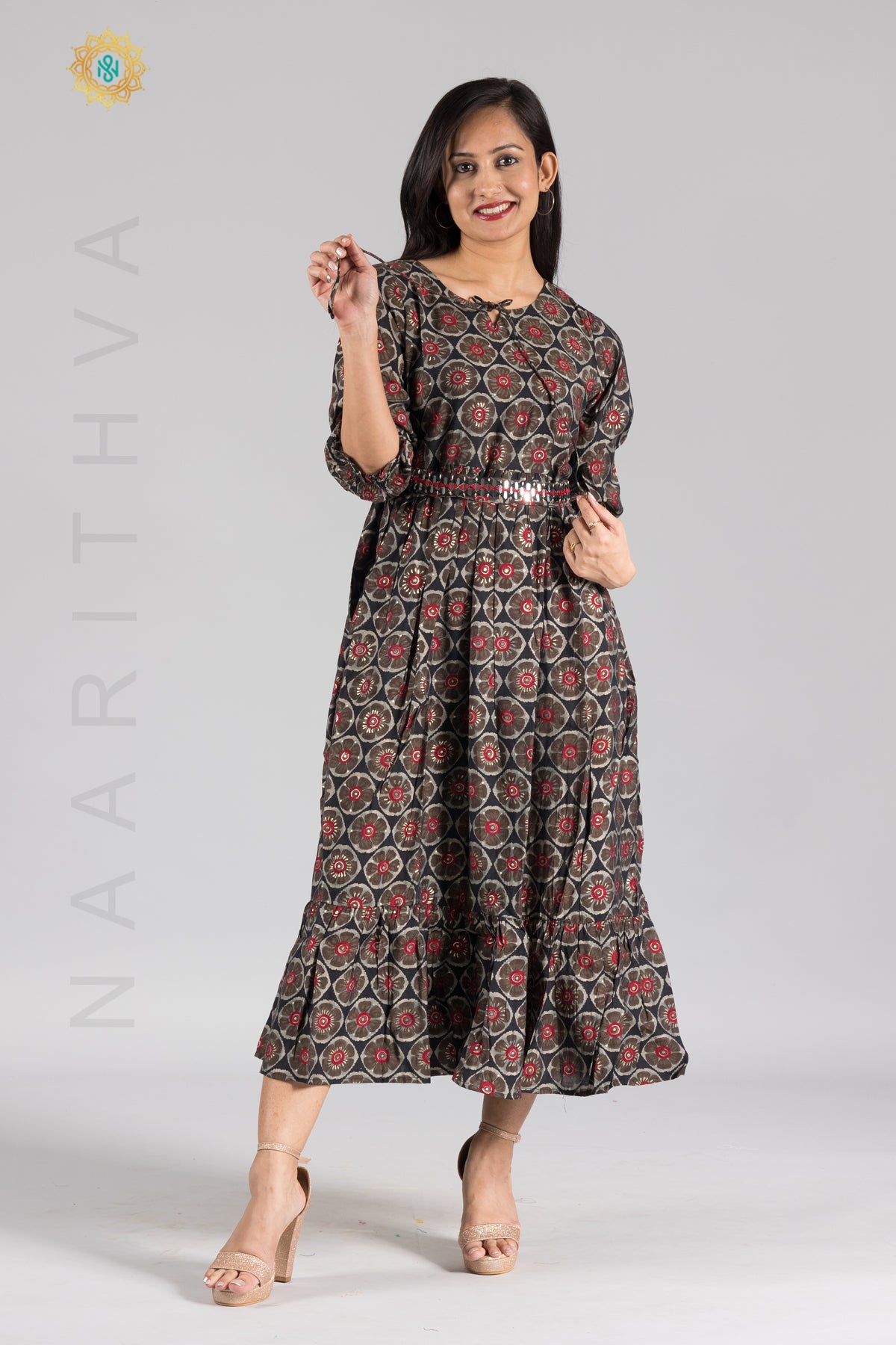 UMBRELLA PATTERN FOIL PRINTED DOUBLE LAYERED KURTI