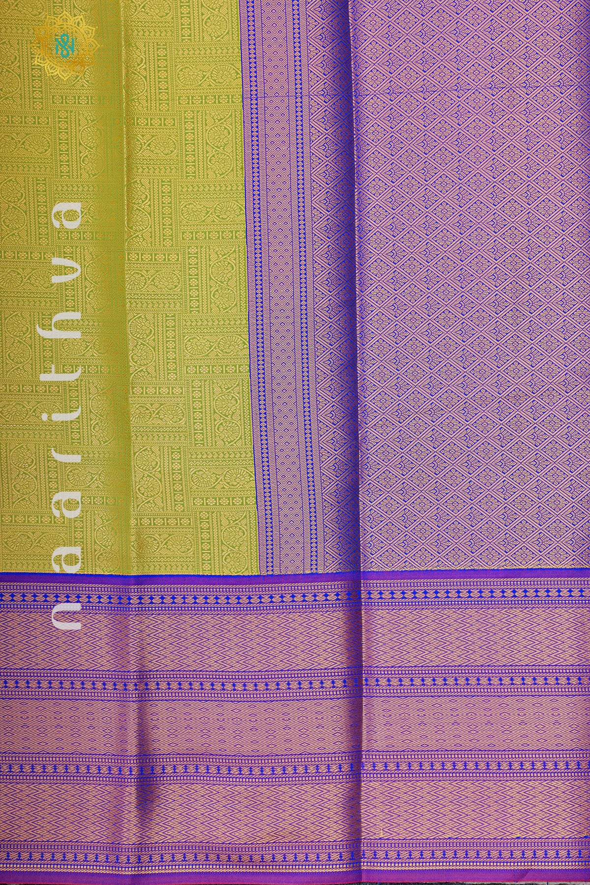 PARROT GREEN WITH PURPAL - SEMI KANCHI