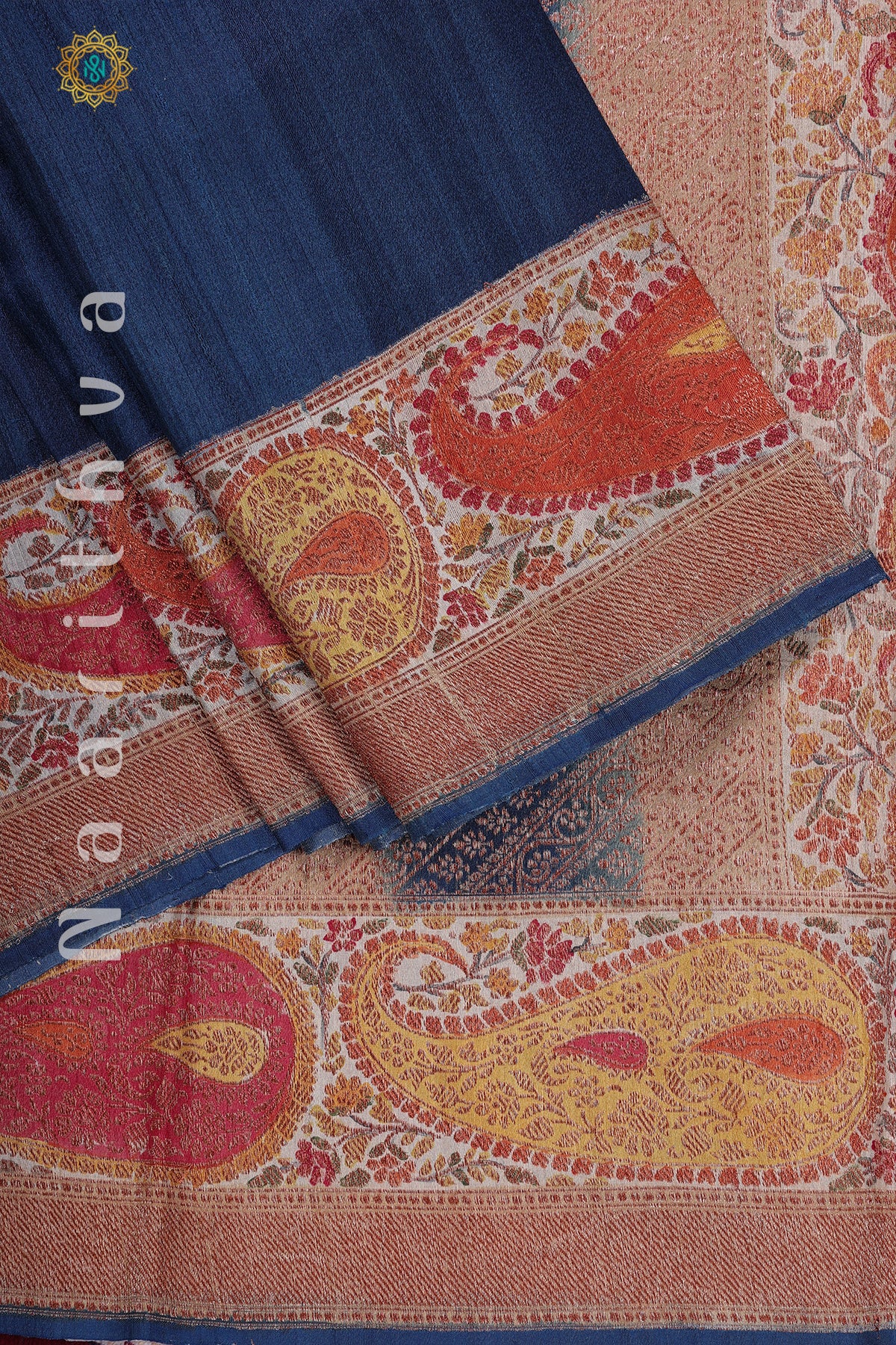 GERMAN BLUE - PURE HANDLOOM TUSSAR SILK