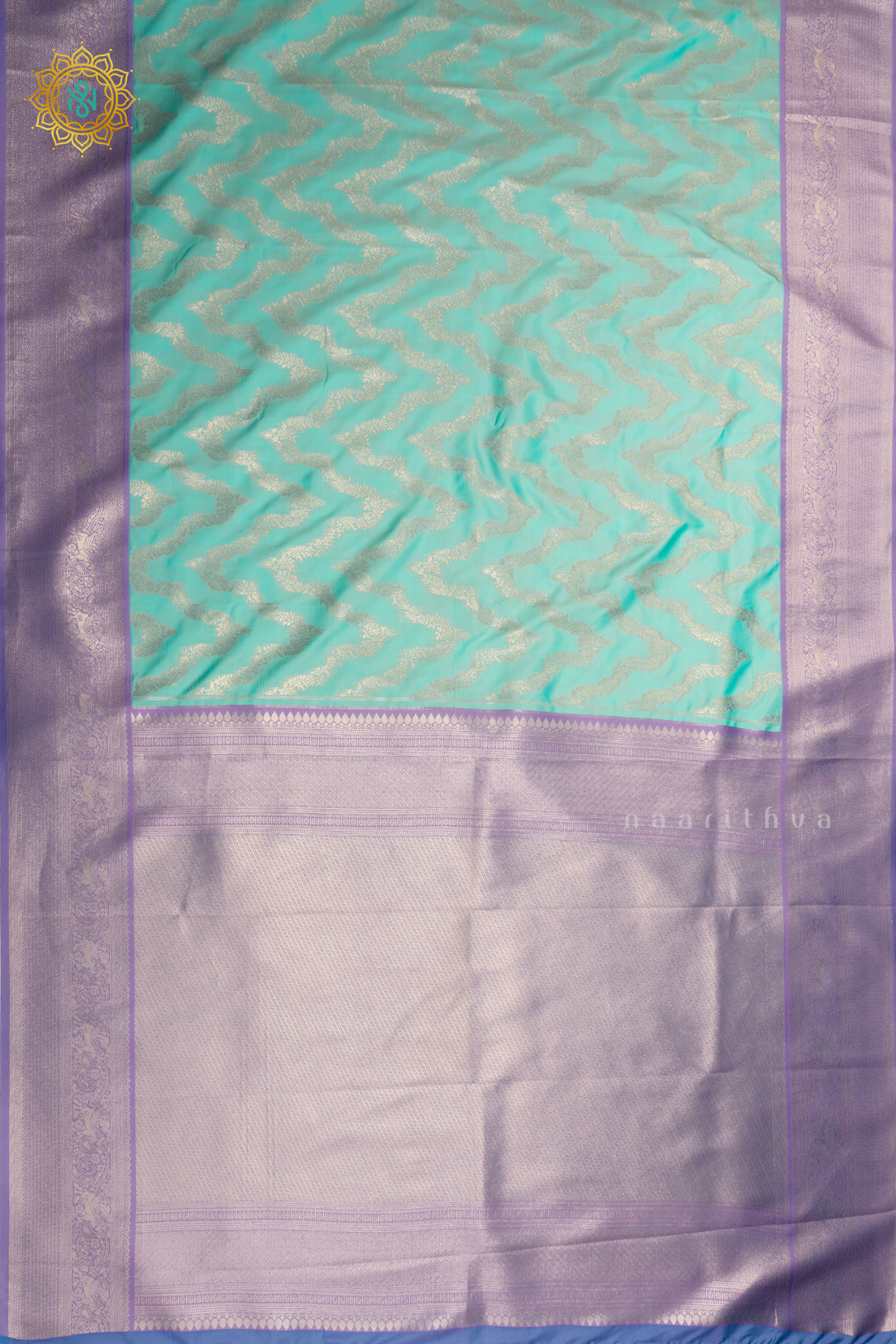 PRE BOOKING AQUA BLUE WITH LAVENDER - SEMI KANCHI