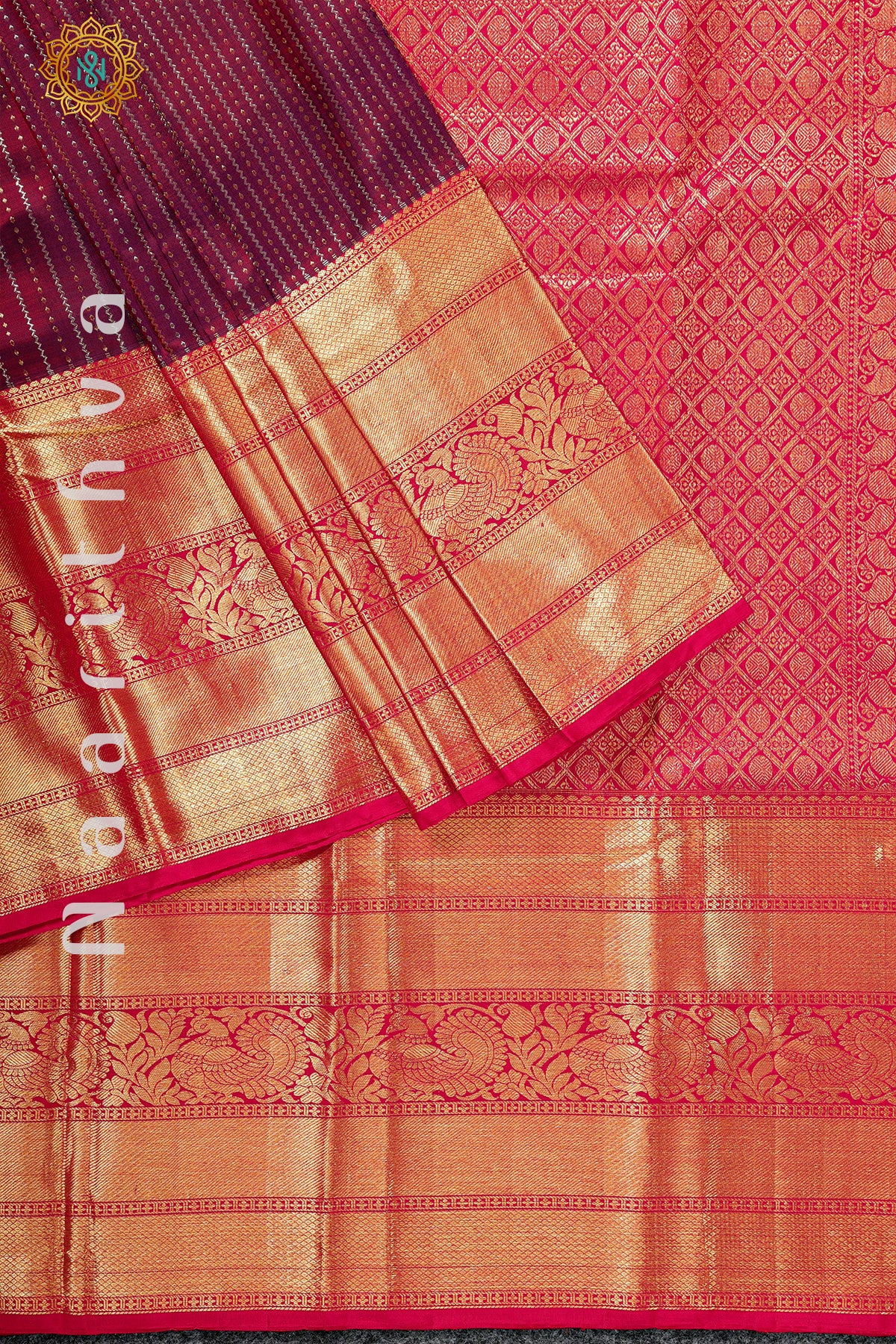 DEEP WINE WITH RED - PURE KANJIVARAM SILK
