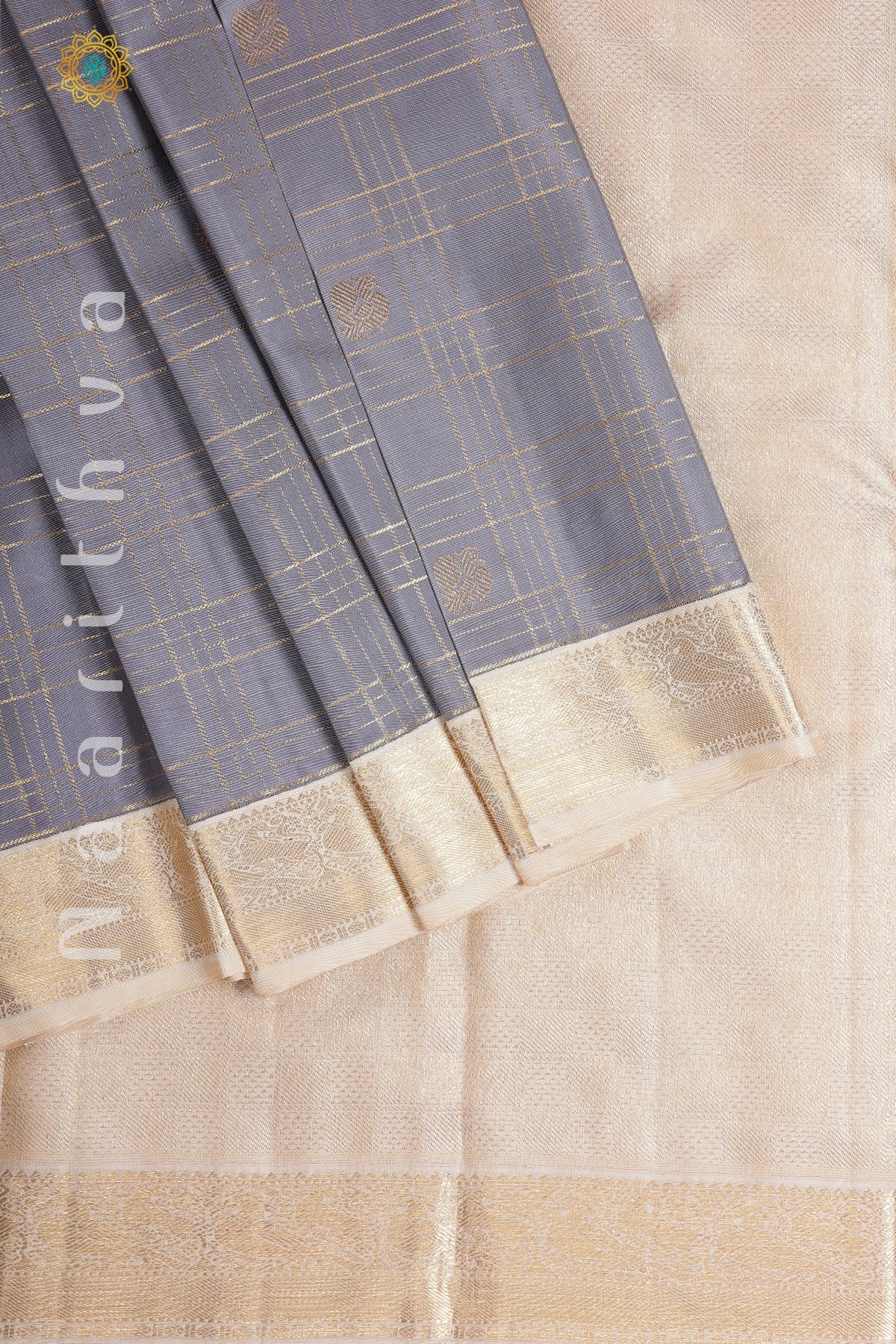GREY WITH CREAM - PURE KANJIVARAM SILK