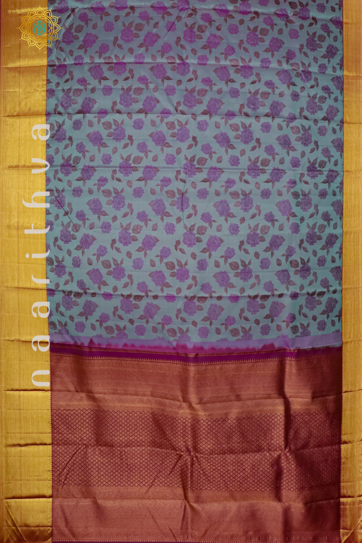DUAL SHADE OF BLUE WITH MAGENTA - PURE KANJIVARAM SILK