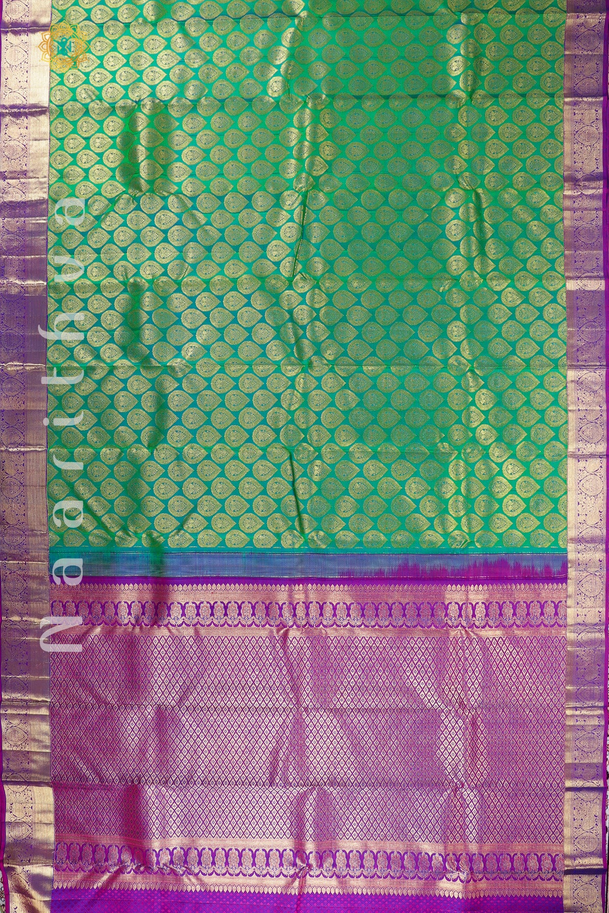 GREEN WITH PURPLE - PURE KANJIVARAM SILK