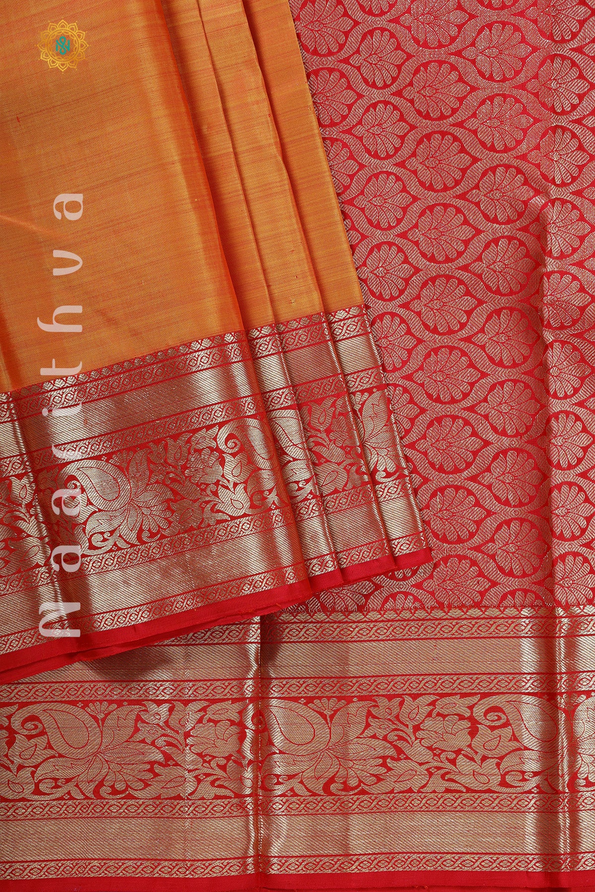 ORANGE WITH RED - PURE KANJIVARAM SILK